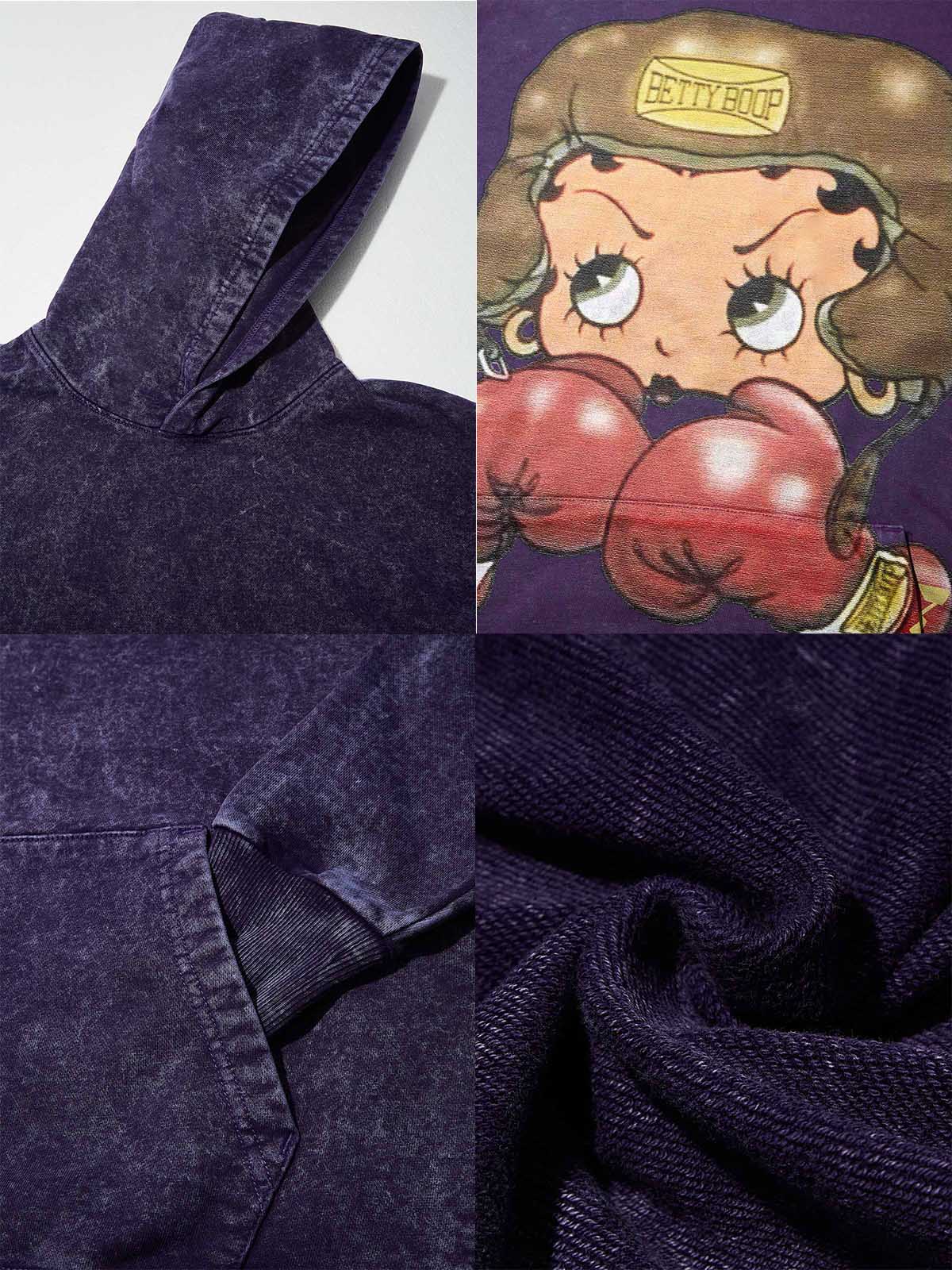 NOISSEY Heavyweight 425g "Boxing Girl" Vintage Wash Hoodie - Image 20