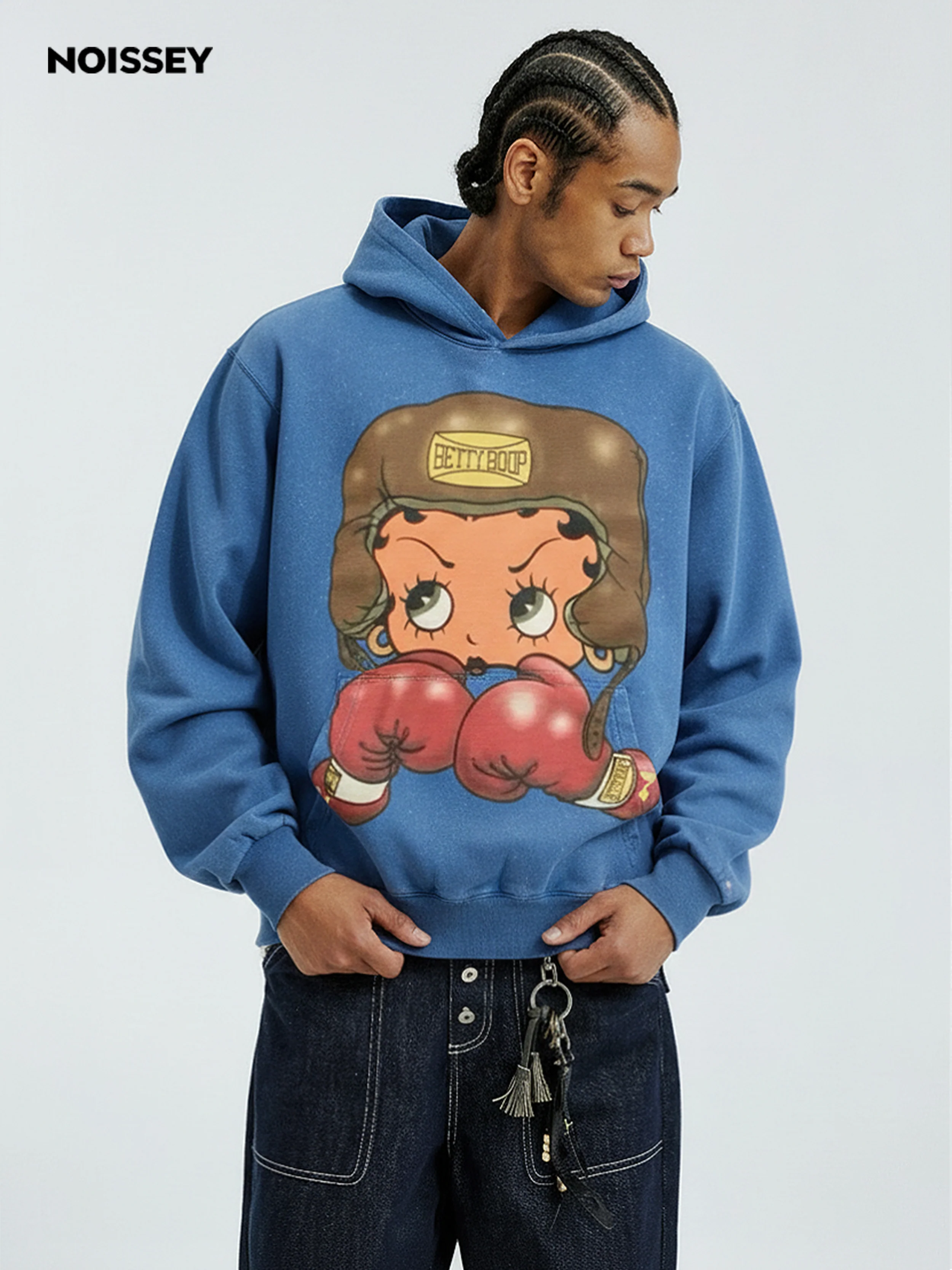 NOISSEY Heavyweight 425g "Boxing Girl" Vintage Wash Hoodie - Image 5