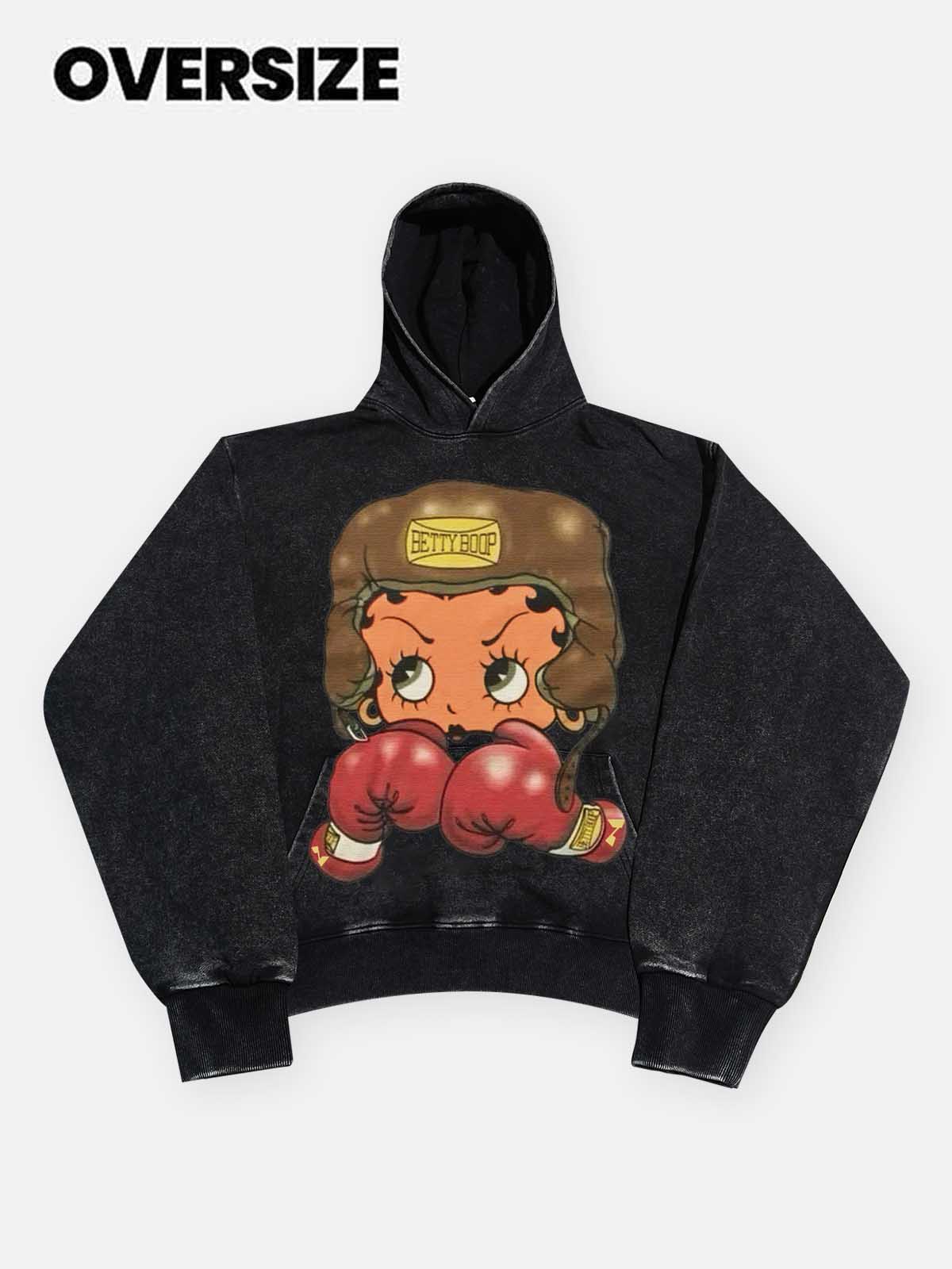 NOISSEY Heavyweight 425g "Boxing Girl" Vintage Wash Hoodie - Image 7