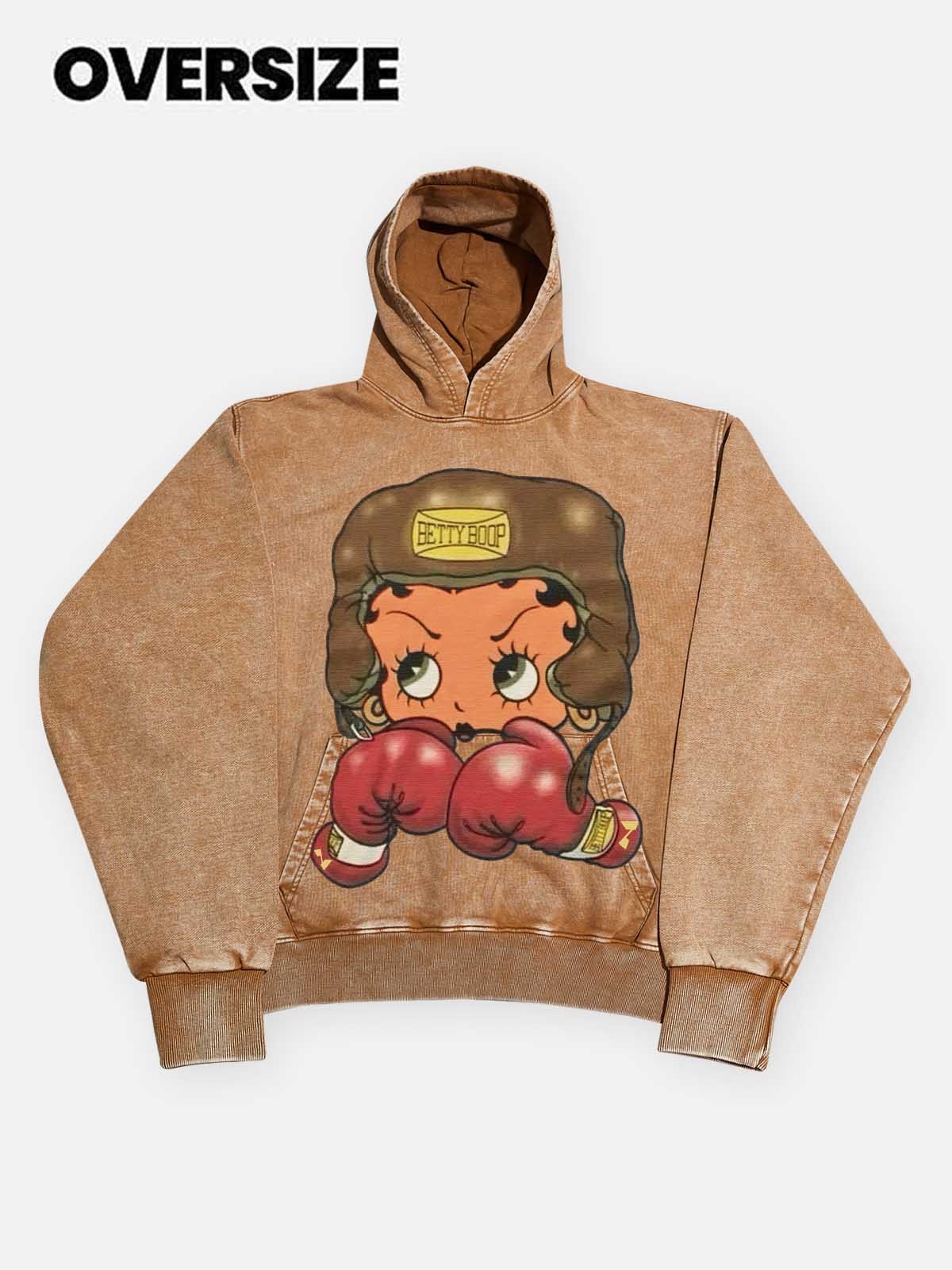 NOISSEY Heavyweight 425g "Boxing Girl" Vintage Wash Hoodie - Image 9