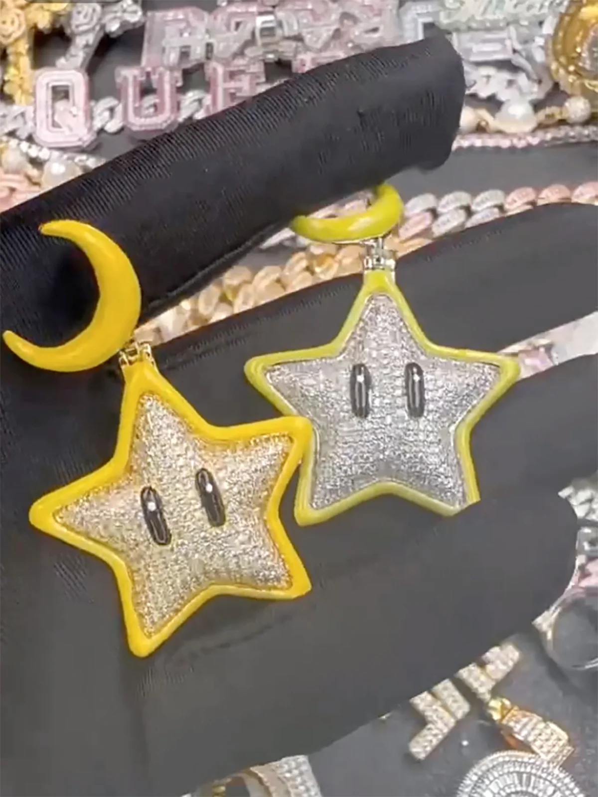 Cartoon Night Glowing Star Hip-hop Necklace with Rhinestone - Image 10