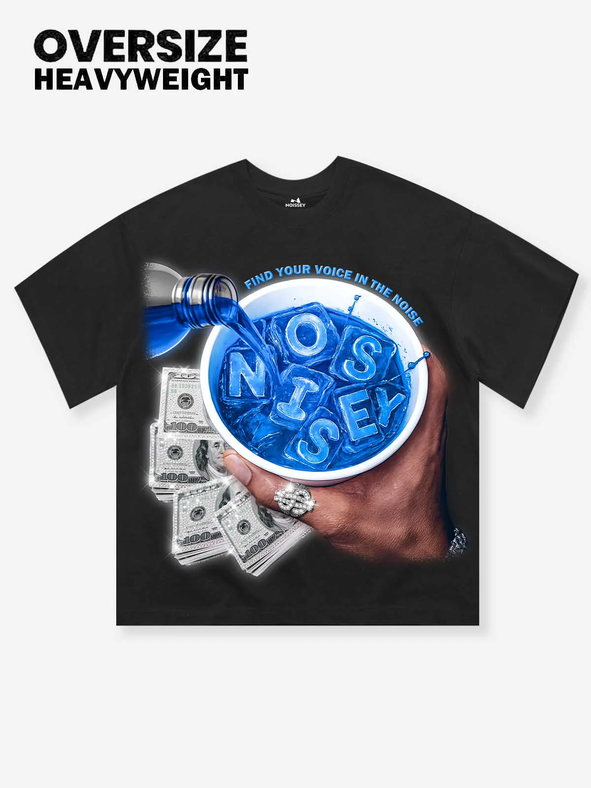NOISSEY "Cheers to Money" Blue Soup Heavyweight Boxy Tee | Find Your Voice - Image 2