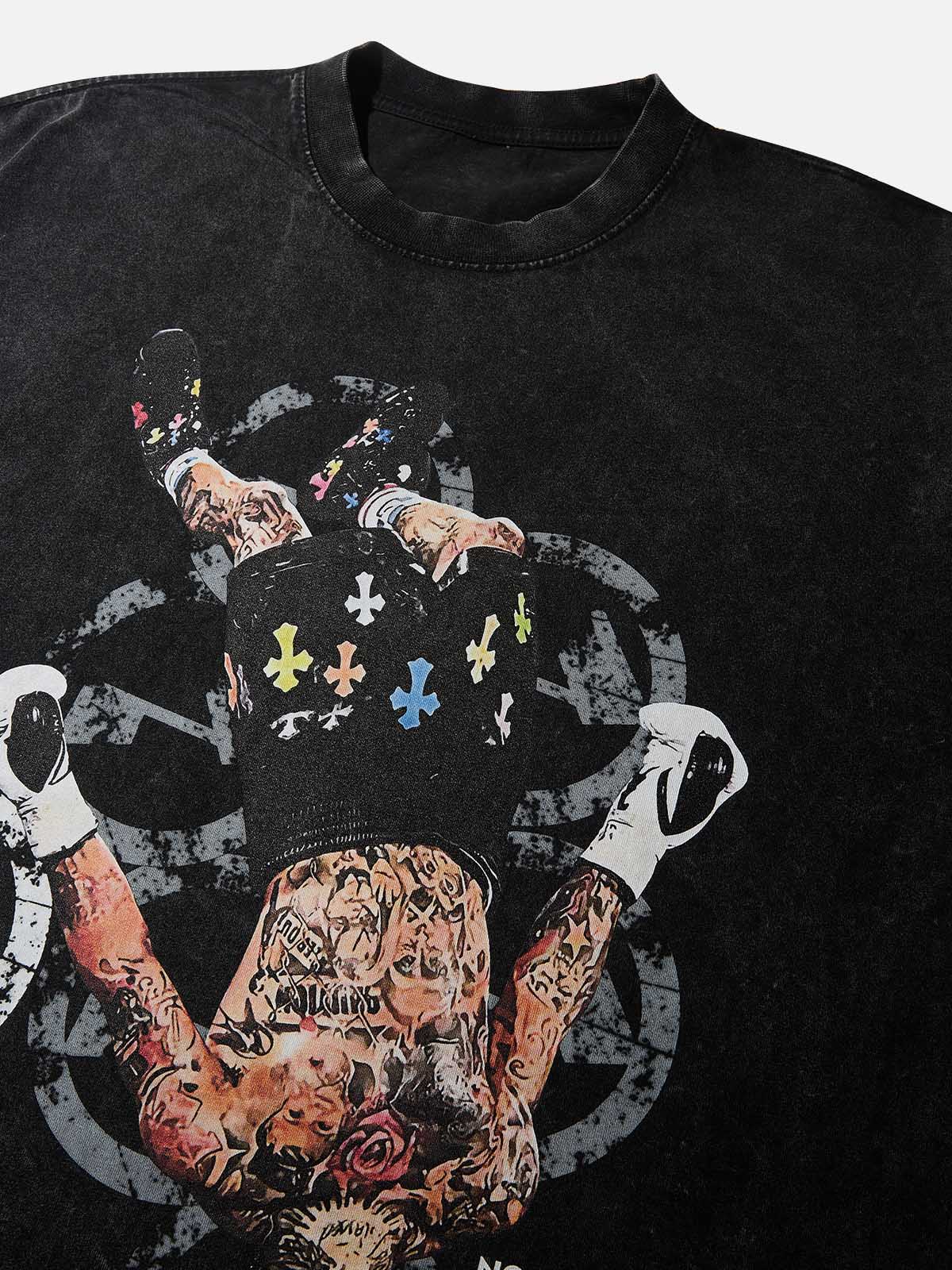 NOISSEY "Chrome KO" Upside Down Fighter Vintage Wash Heavyweight Tee - Image 3