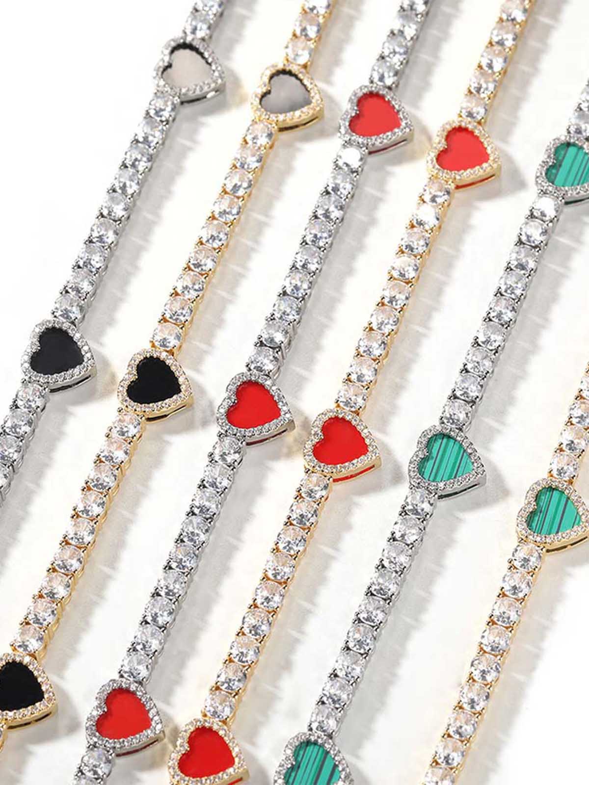 Colorful Heart Tennis Chain Premium Light Luxury Zircon Jewelry - Image 14