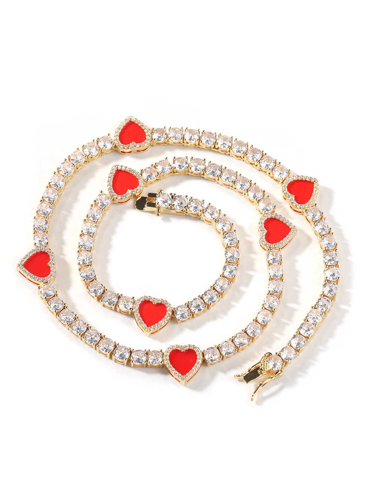 Colorful Heart Tennis Chain Premium Light Luxury Zircon Jewelry - Image 4