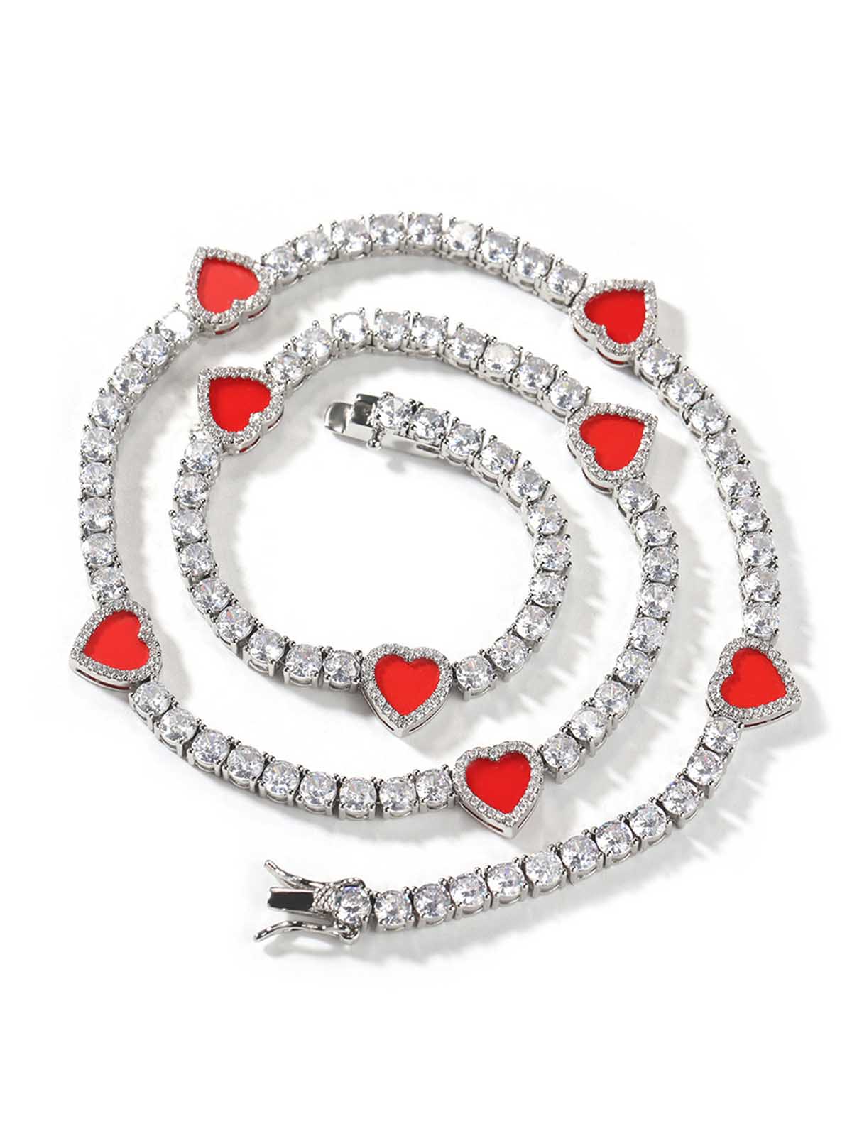 Colorful Heart Tennis Chain Premium Light Luxury Zircon Jewelry - Image 6