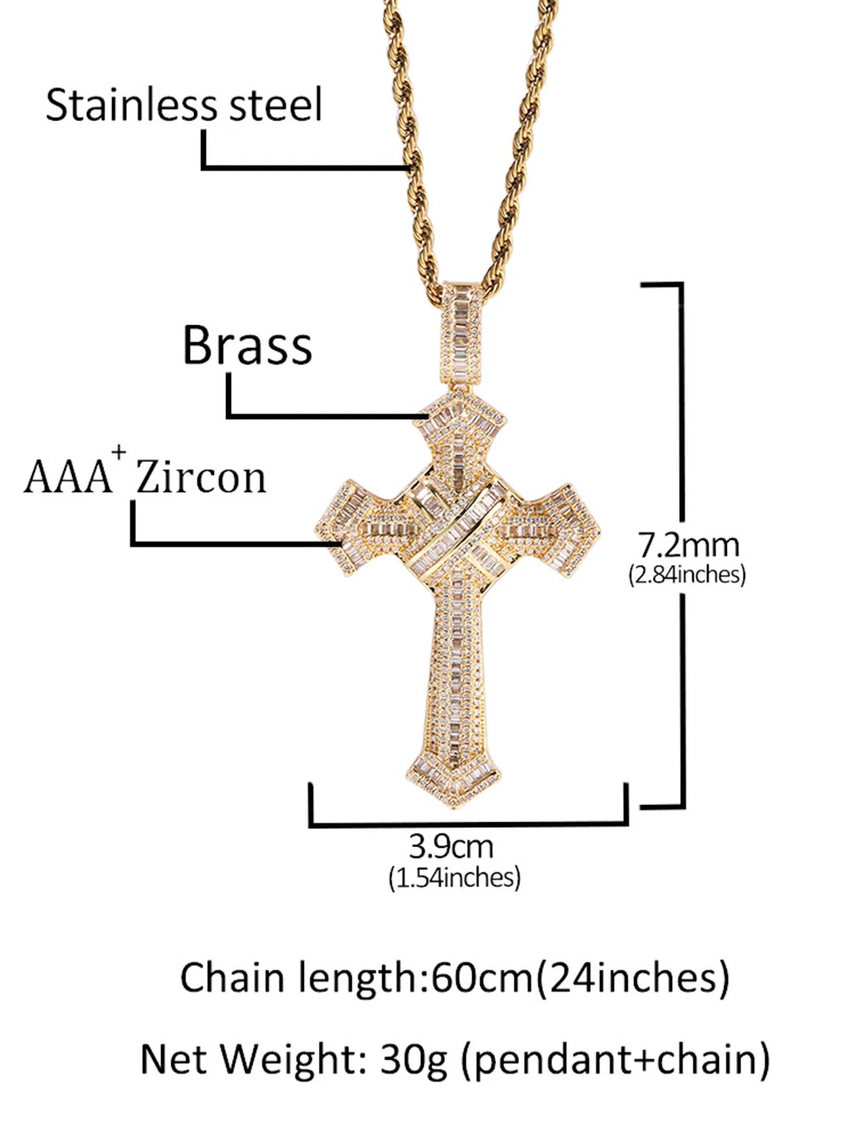 Cross Pendant Copper-Inlaid Zircon Necklace - Image 19