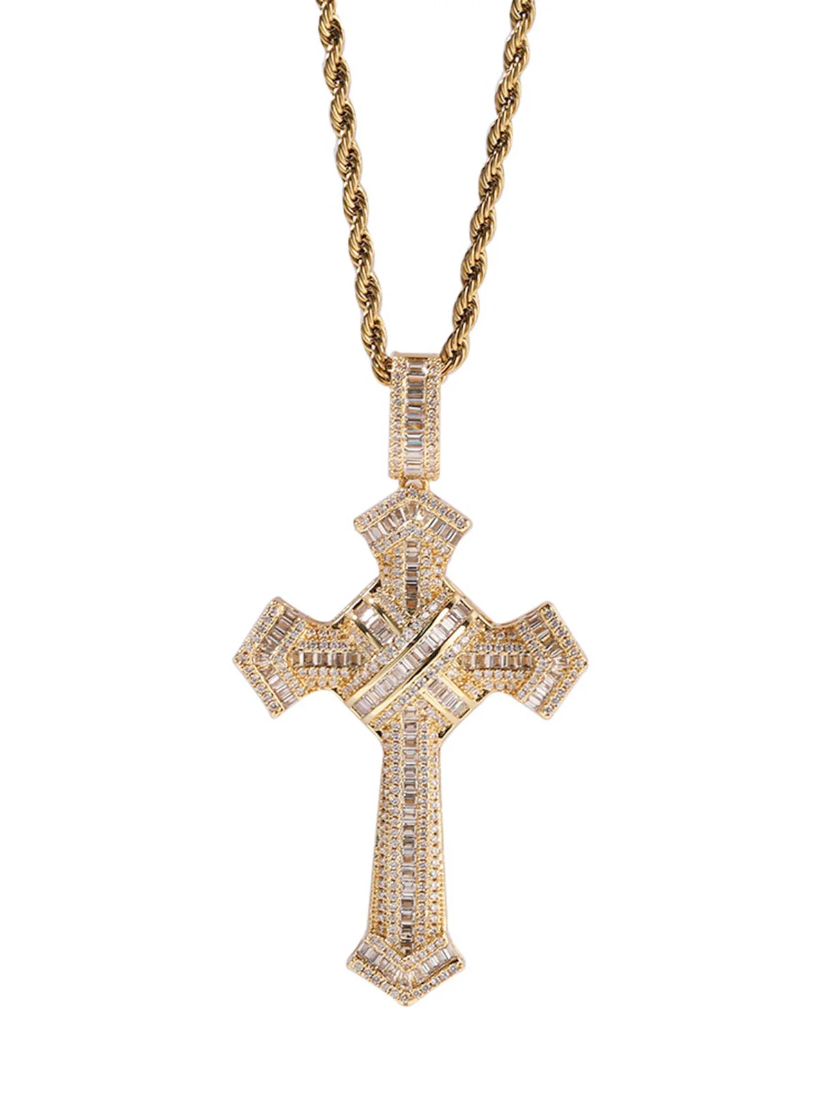 Cross Pendant Copper-Inlaid Zircon Necklace - Image 8