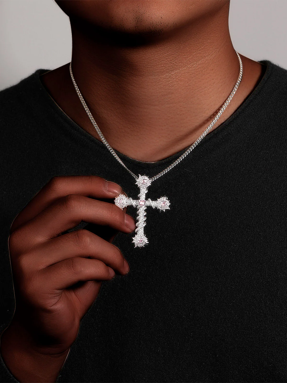 Cross Purple Diamond Necklace - Image 10