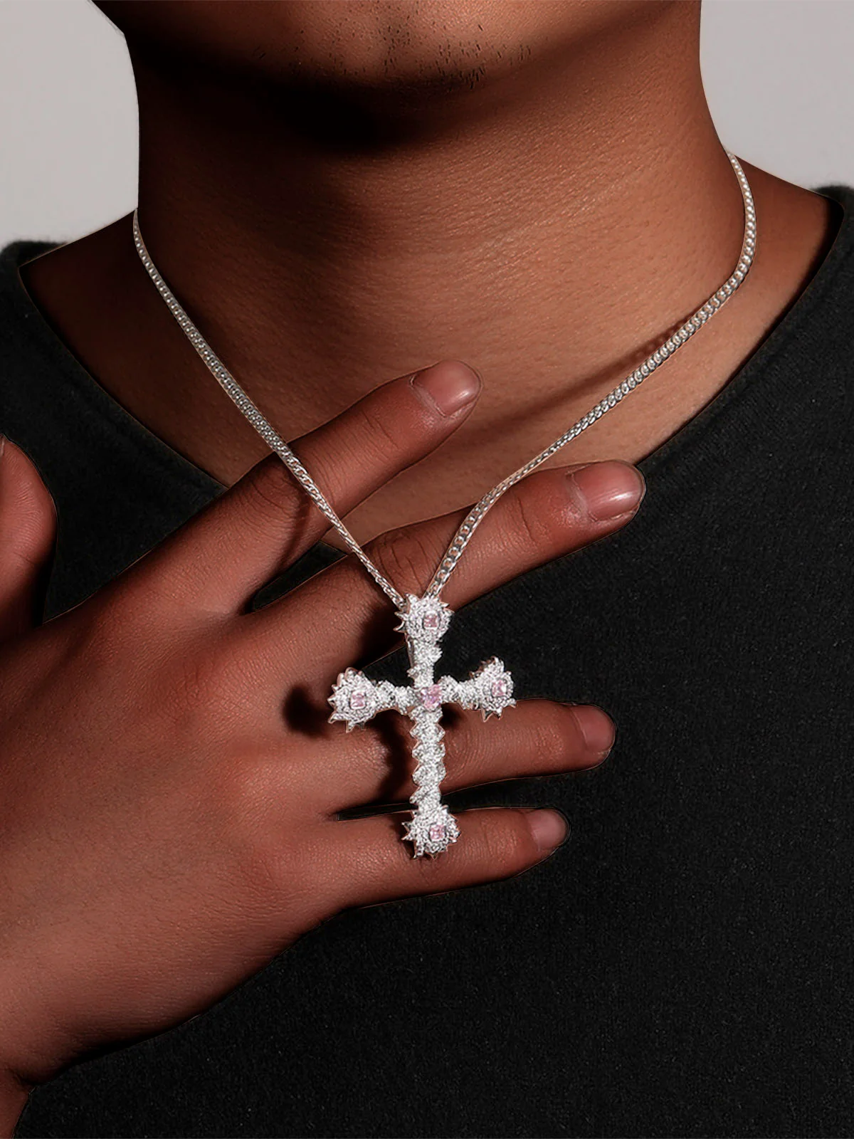 Cross Purple Diamond Necklace - Image 11