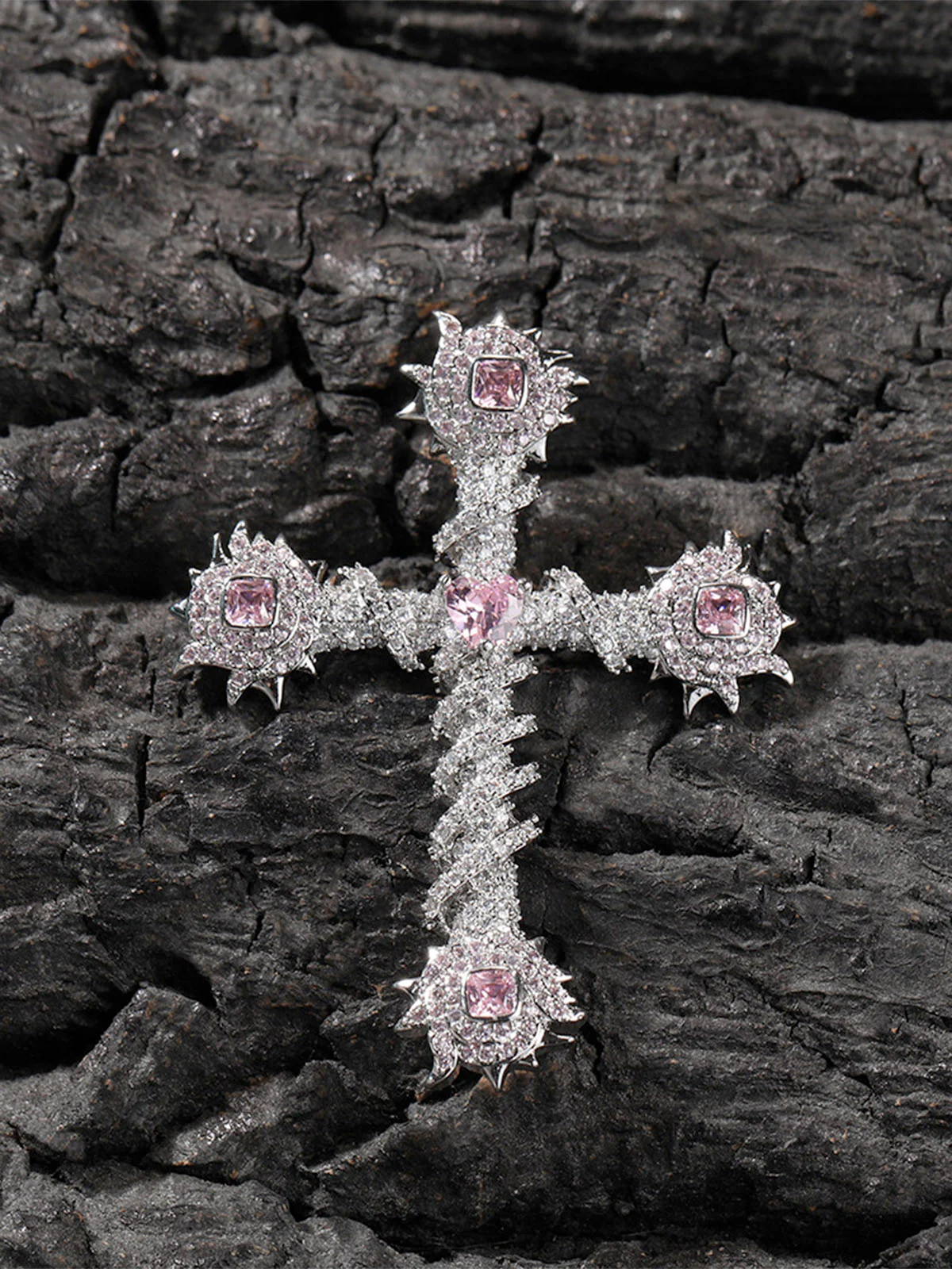 Cross Purple Diamond Necklace - Image 2