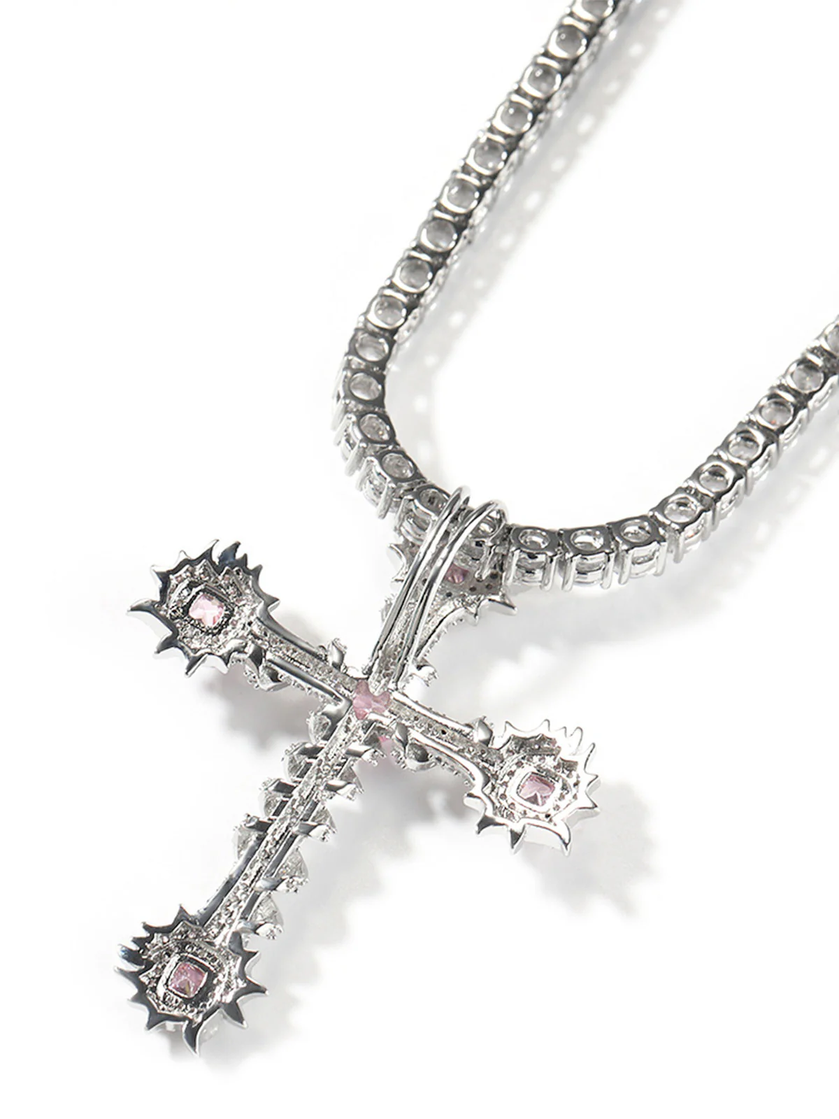 Cross Purple Diamond Necklace - Image 5