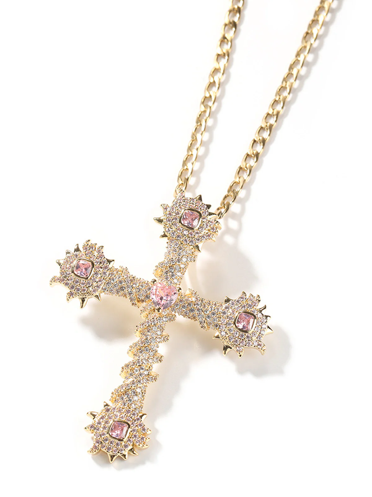 Cross Purple Diamond Necklace - Image 6