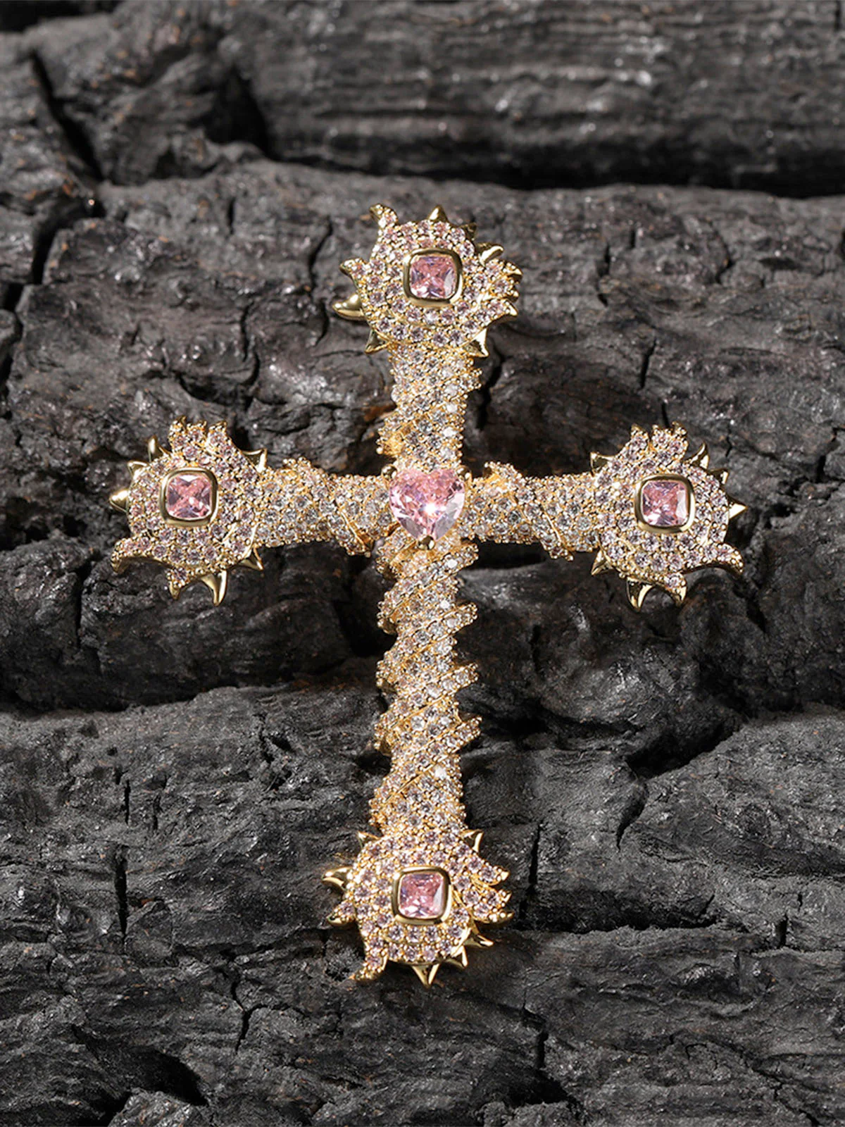 Cross Purple Diamond Necklace - Image 8