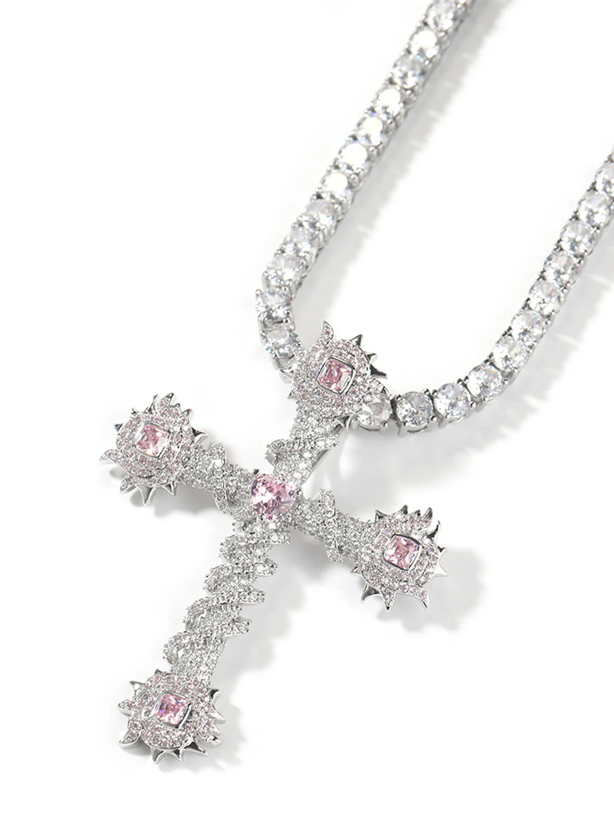 Cross Purple Diamond Necklace - Image 9