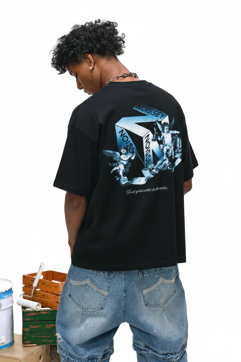 "Find Your Voice" Cube Cherub Graphic Tee - Artistic Streetwear T-Shirt - Image 3