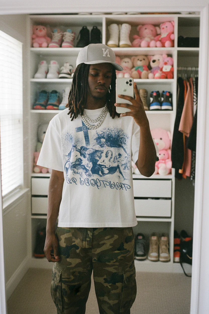 Cyanotype-Style Art Print Boxy oversized T-shirt - Image 4