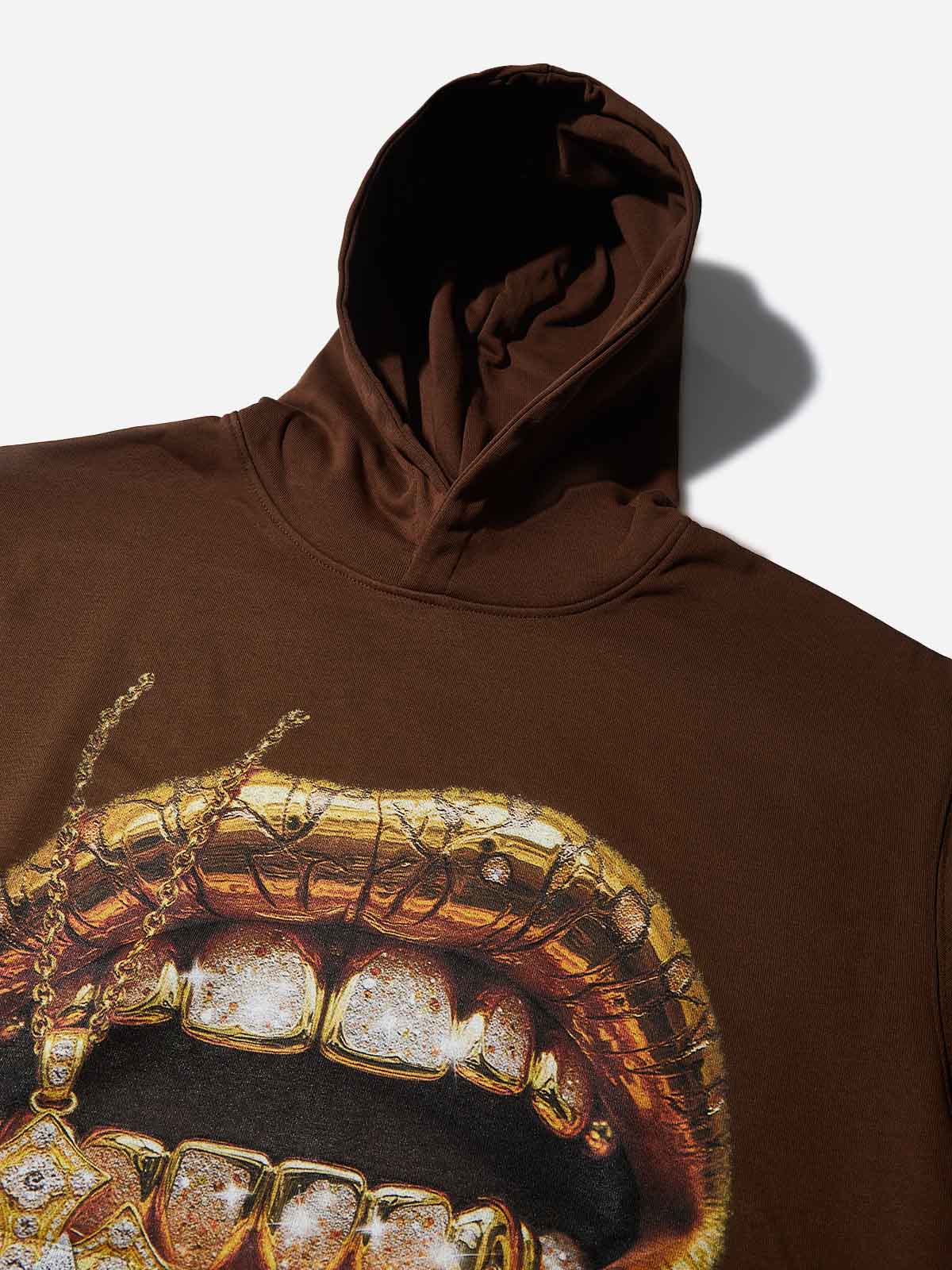 Desert Gold Art Diamond Lips Print Thin Hoodie - Image 2