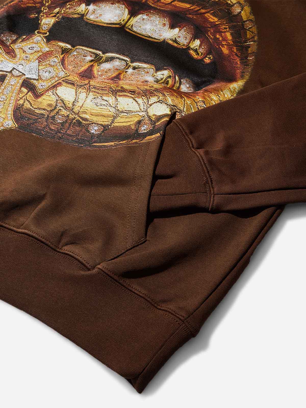 Desert Gold Art Diamond Lips Print Thin Hoodie - Image 3