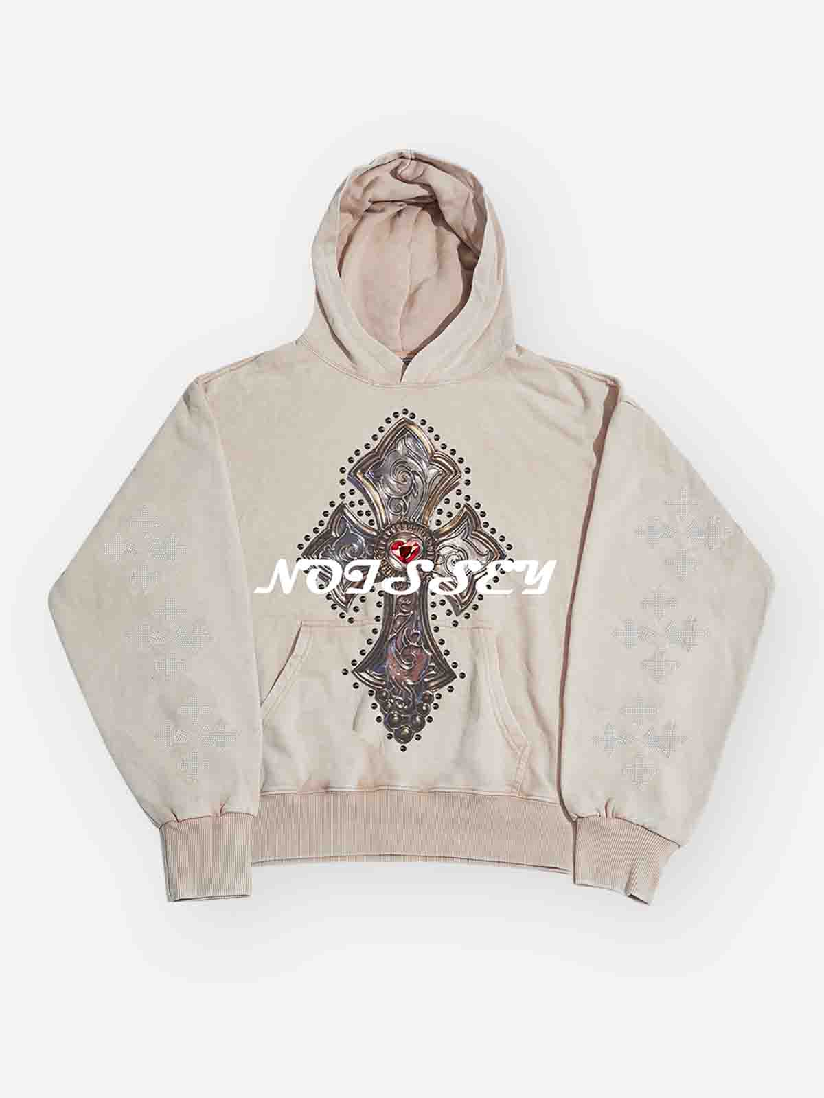 Diamond Cross Print Pullover 350g Hoodie - Image 3