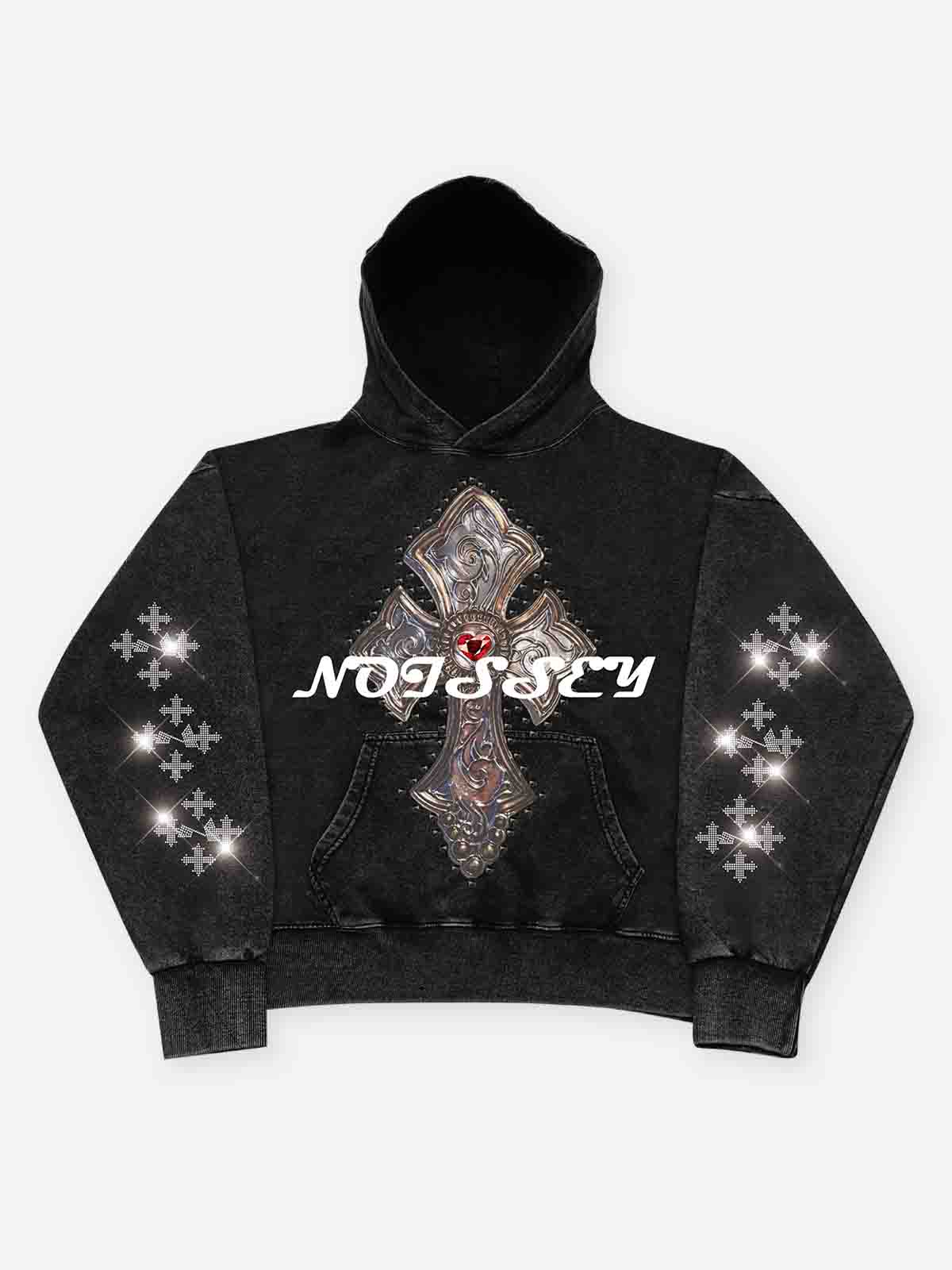 Diamond Cross Print Pullover 350g Hoodie - Image 4