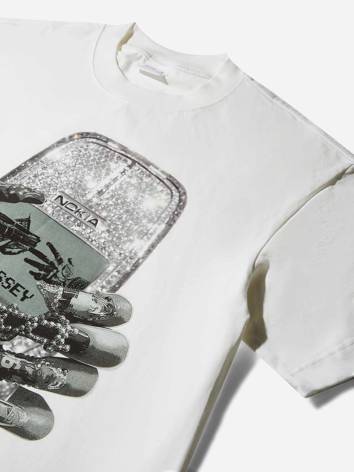 Diamond Nokia Nail Art Print T-shirt - Image 5