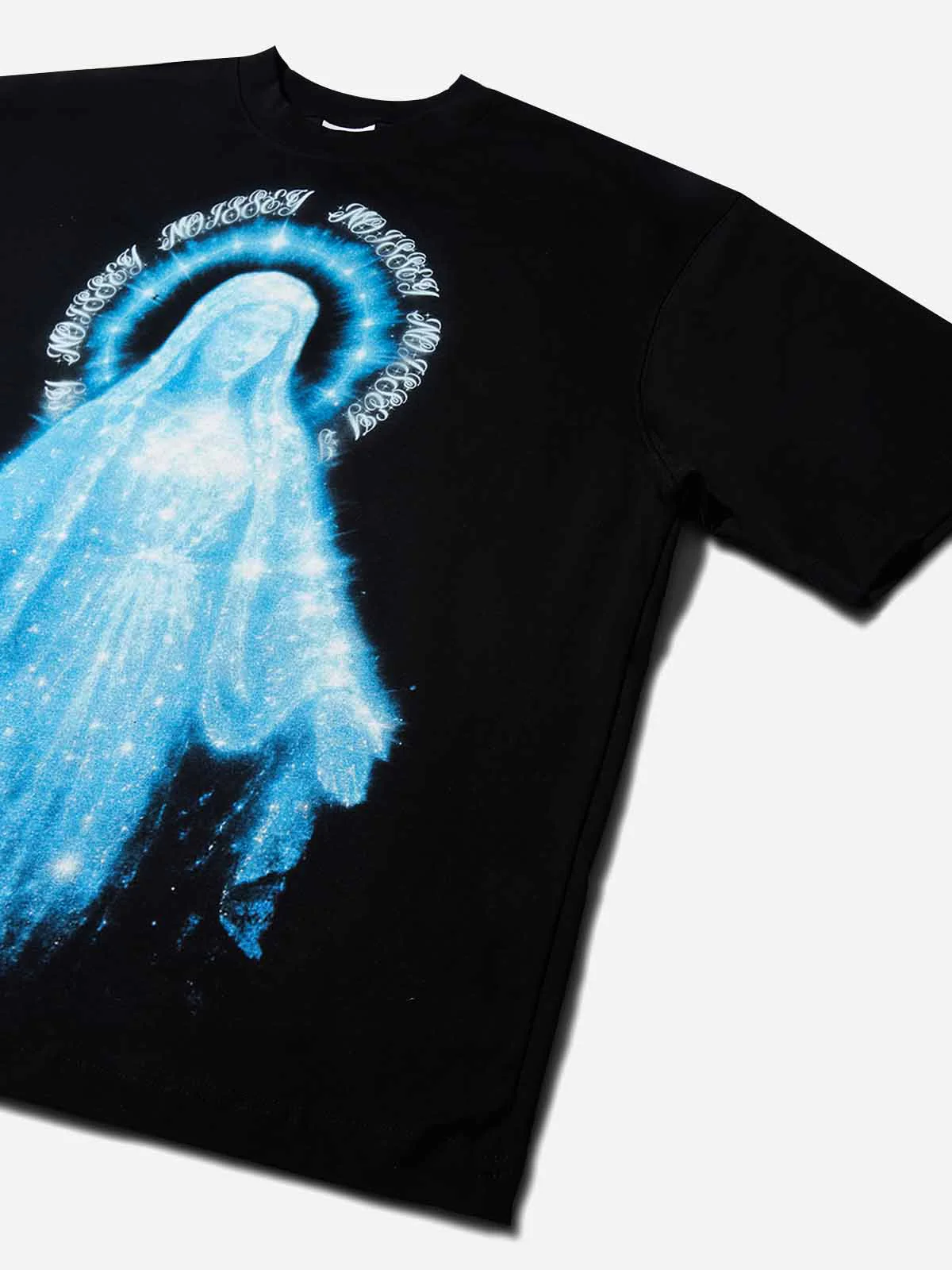 Diamond-Sparkling Virgin Mary Black Print T-shirt - Image 7