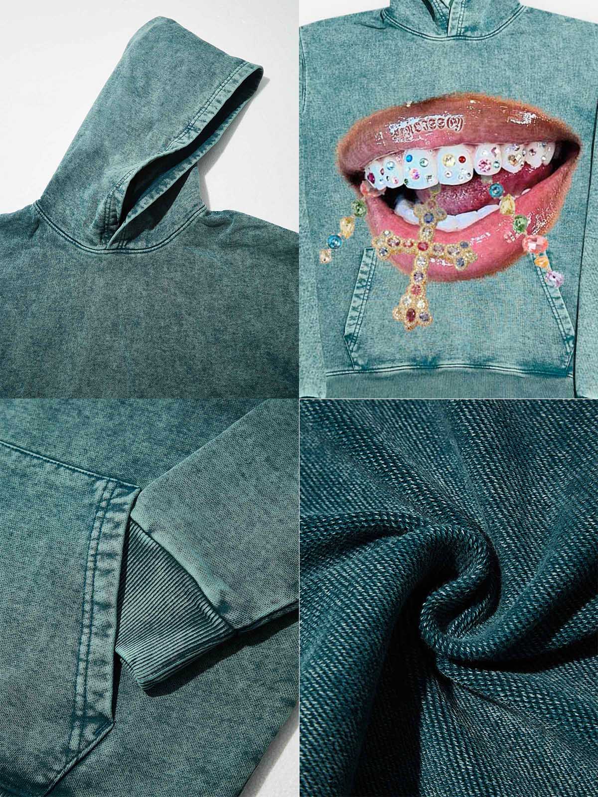 NOISSEY Vintage Wash "Diamond Cross Grillz" Heavyweight Hoodie (425g) - Image 10