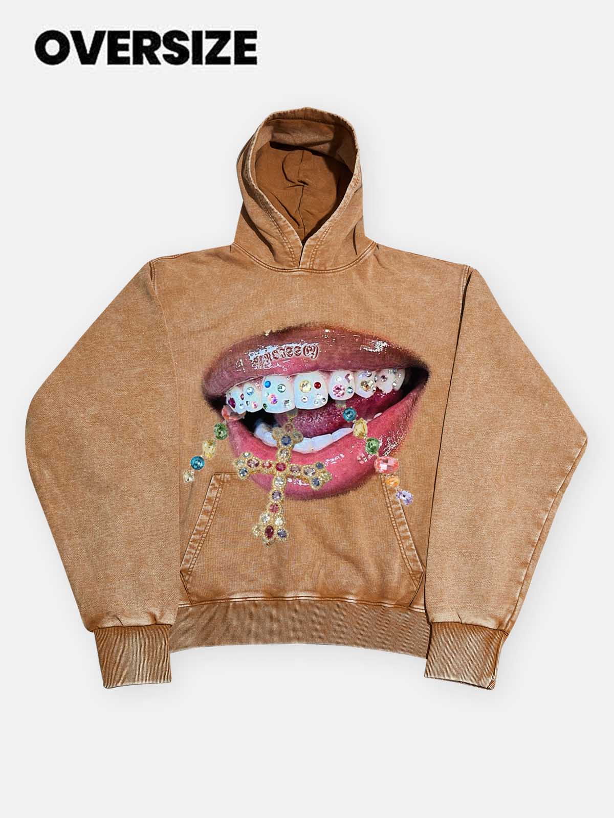 NOISSEY Vintage Wash "Diamond Cross Grillz" Heavyweight Hoodie (425g) - Image 5