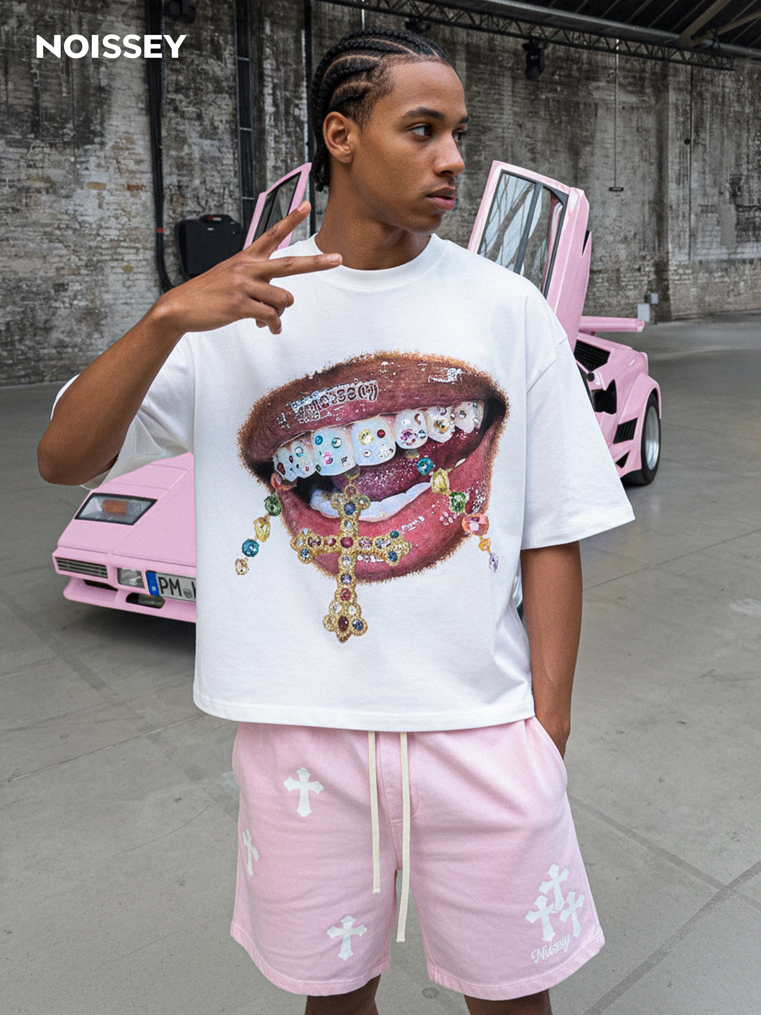 Diamond Cross Grillz" Boxy Oversized Heavyweight Cooling Tee - Image 5