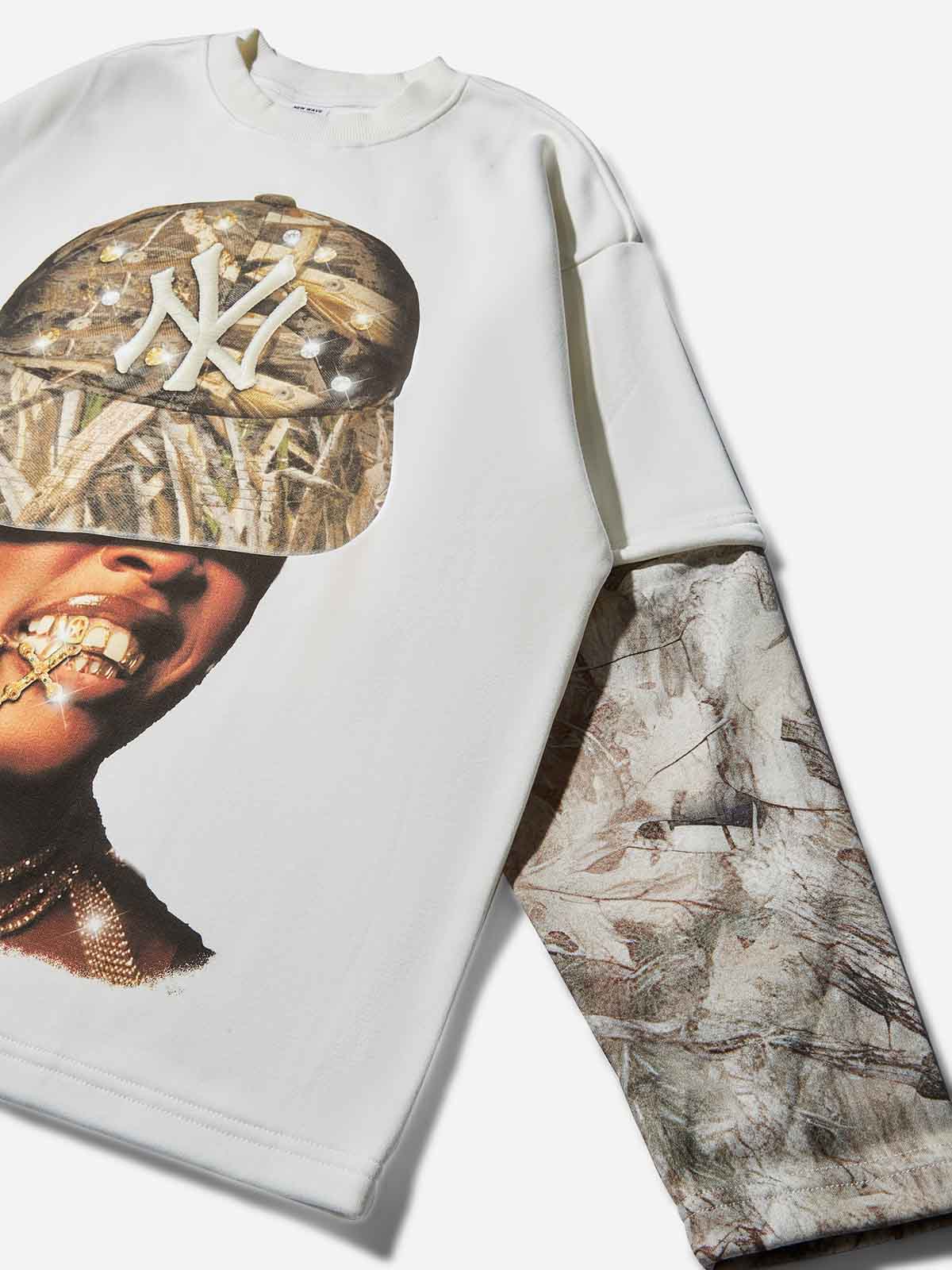 NOISSEY Real Tree Camo "Rhinestone NY" Portrait Layered Long Sleeve - Image 4