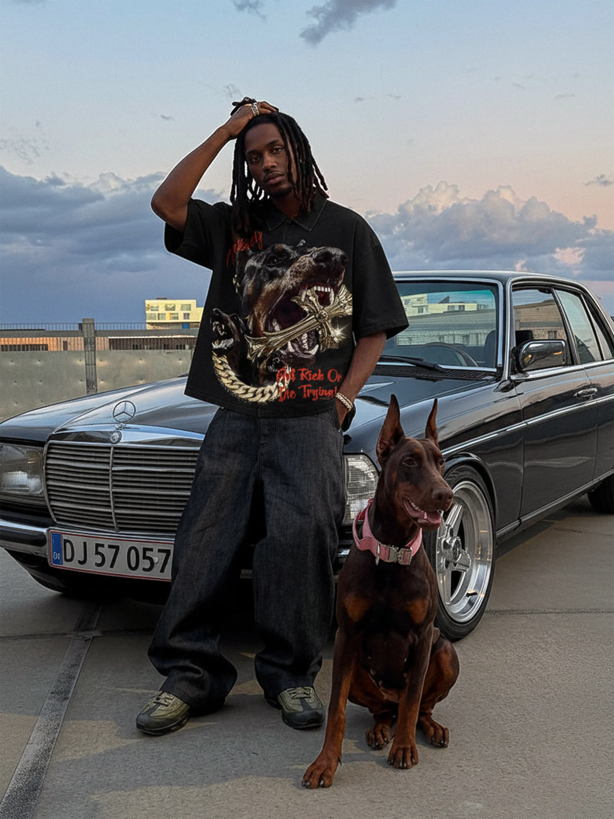 NOISSEY DOBERMAN CRUCIFIX - GET RICH GOLDEN ART SHIRT - Image 2