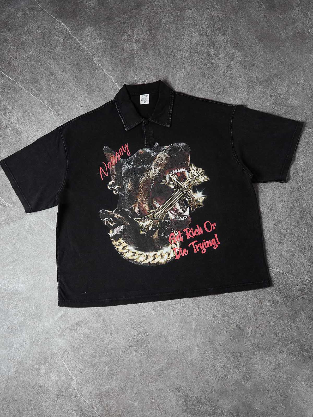 NOISSEY DOBERMAN CRUCIFIX - GET RICH GOLDEN ART SHIRT - Image 4