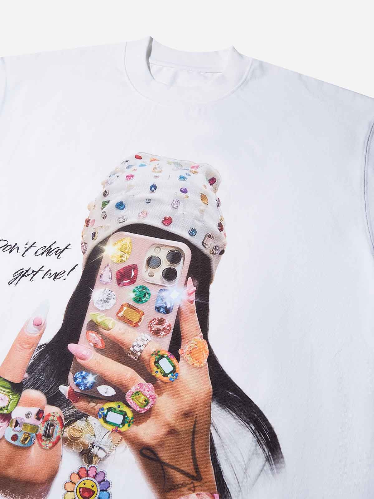 "Don't ChatGPT me!" T-shirt with Girl's Mirror Selfie Print - Image 5