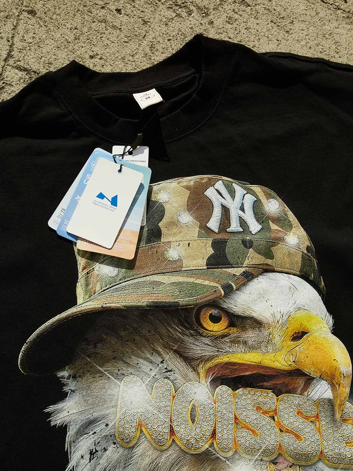 Eagle Graphic Oversized Boxy T-Shirt - Camo Cap & Bling Print Streetwear - Image 6