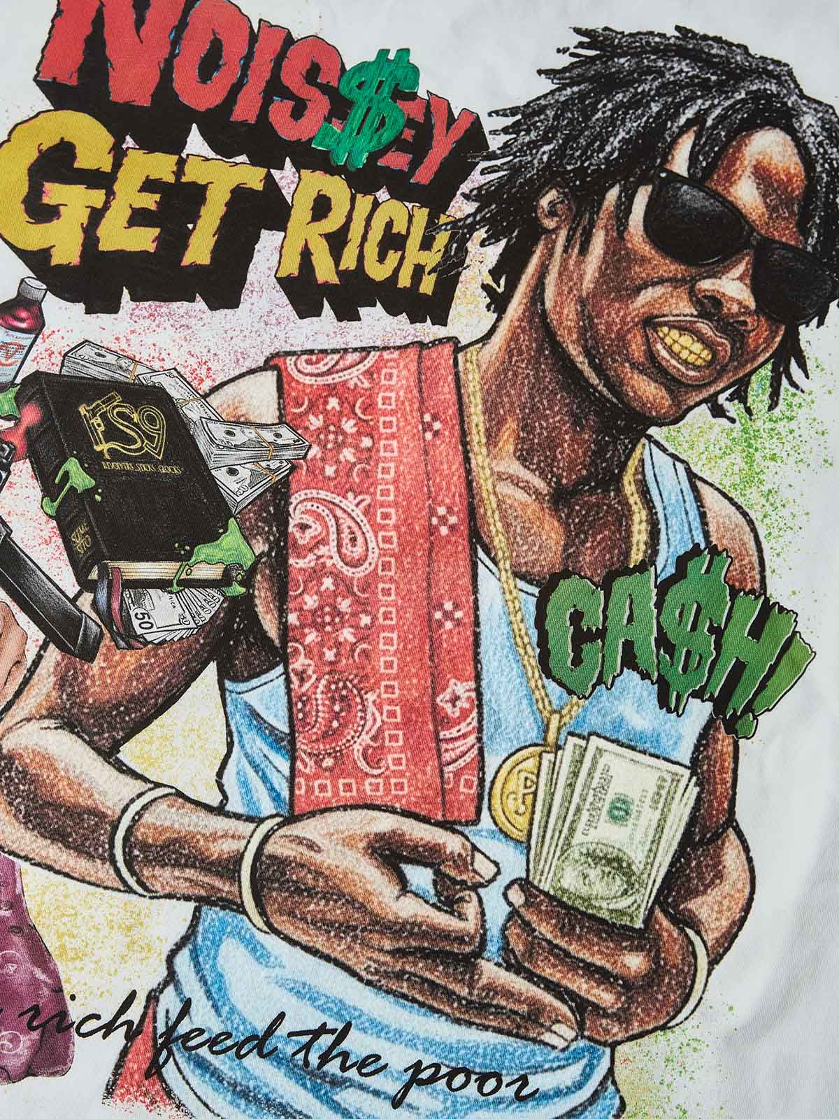 "EAT THE RICH" HUSTLE GRAFFITI TEE – VINTAGE WHITE OVERSIZED STREETWEAR - Image 3