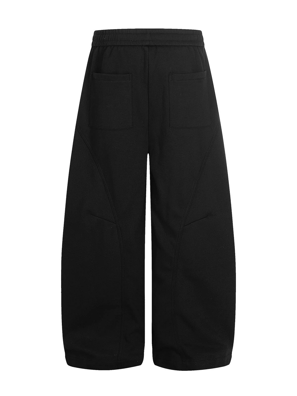 Elastic Waistband Curved-Cut Casual Pants - Image 4