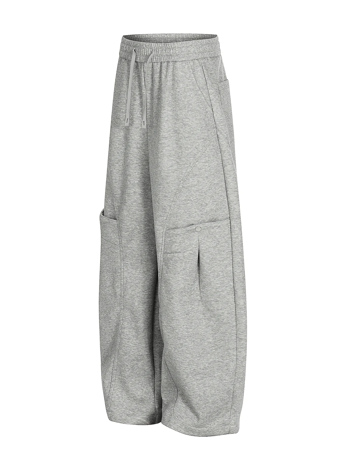 Elastic Waistband Curved-Cut Casual Pants - Image 5