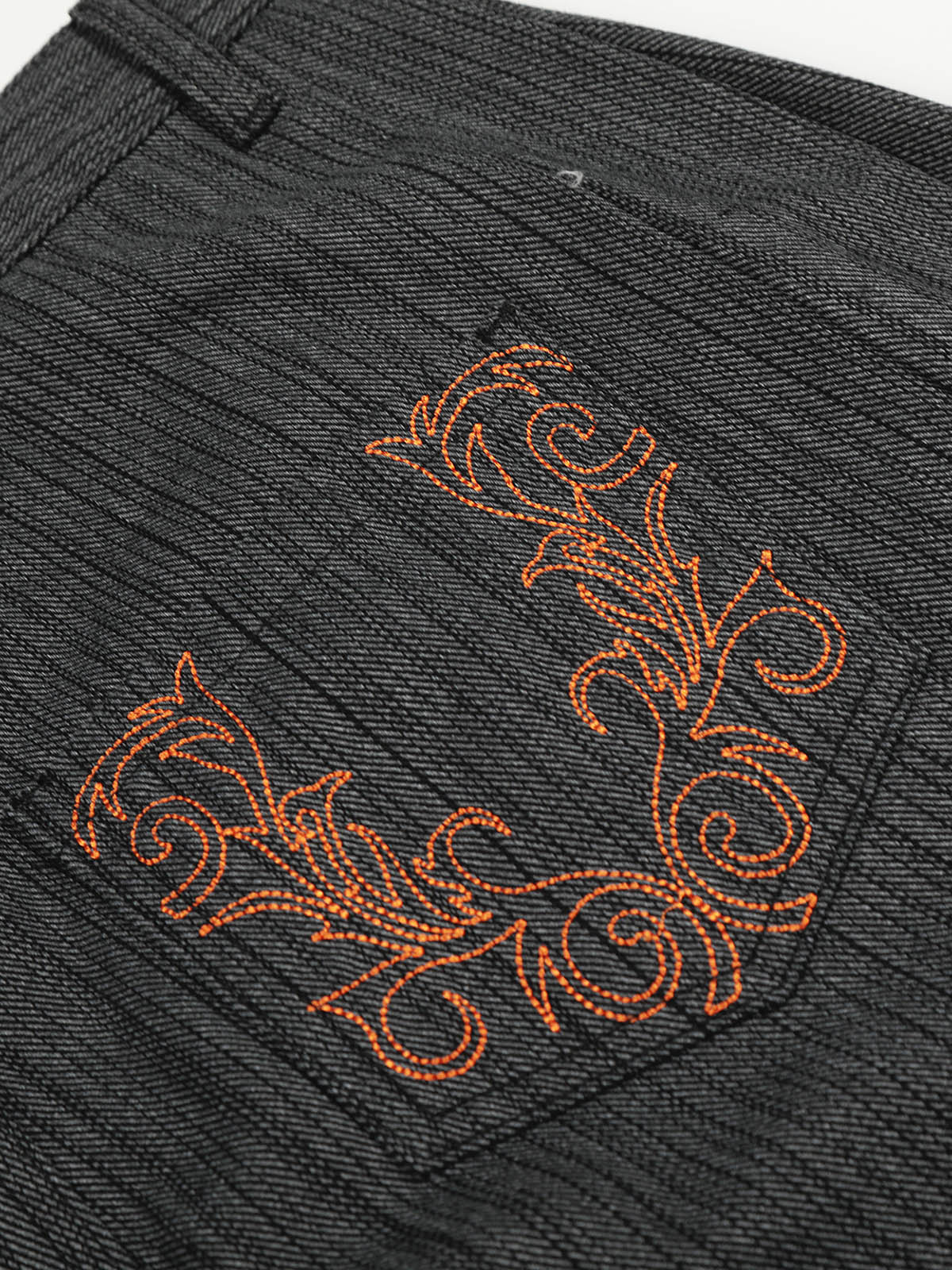 Embroidered Gray-Black Jeans - Image 8