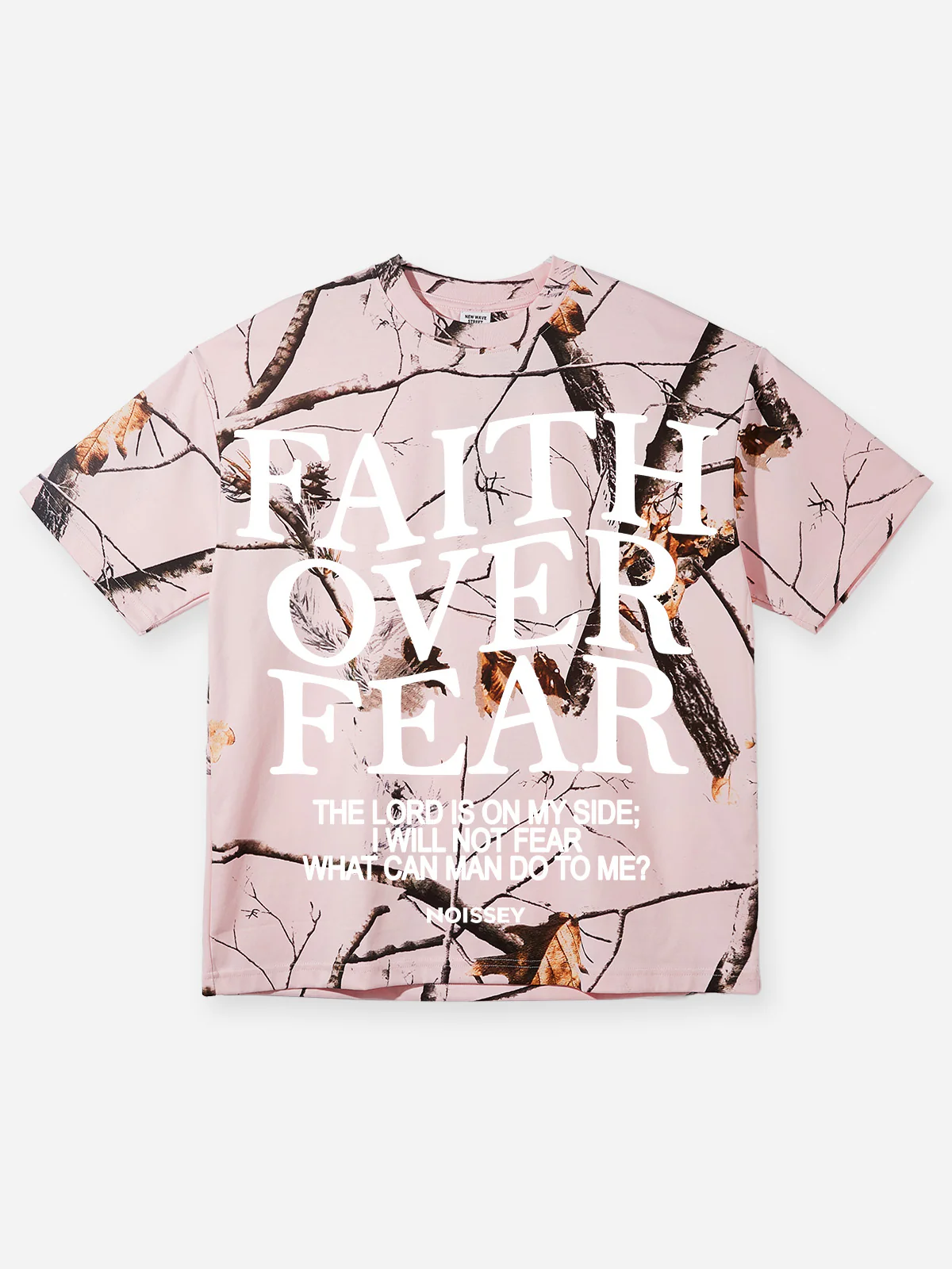 Faith Over Fear Pink Tree Pattern Print T-shirt