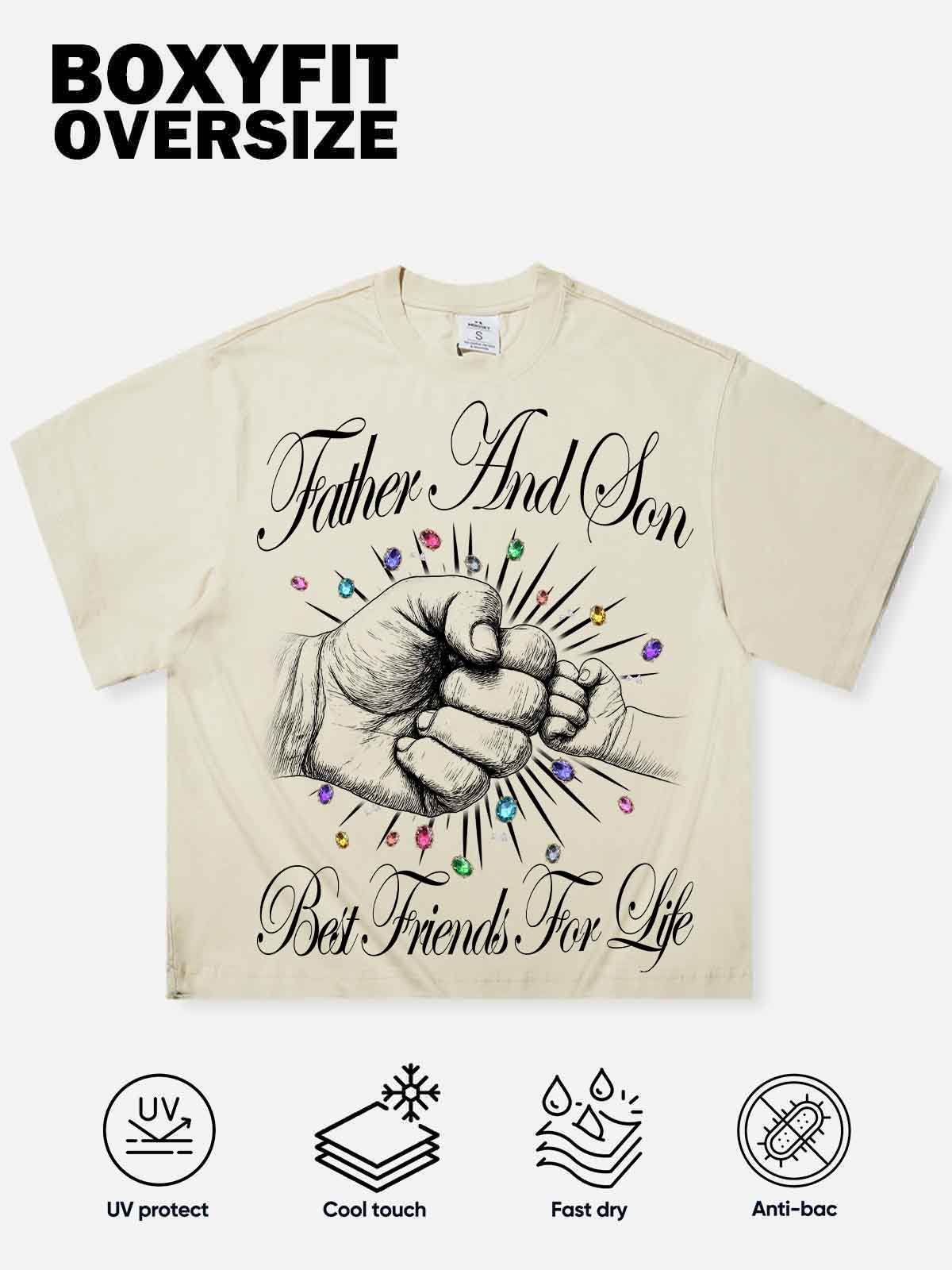 “Father and son best friends for life” Boxy Oversized T- shirt - Image 2