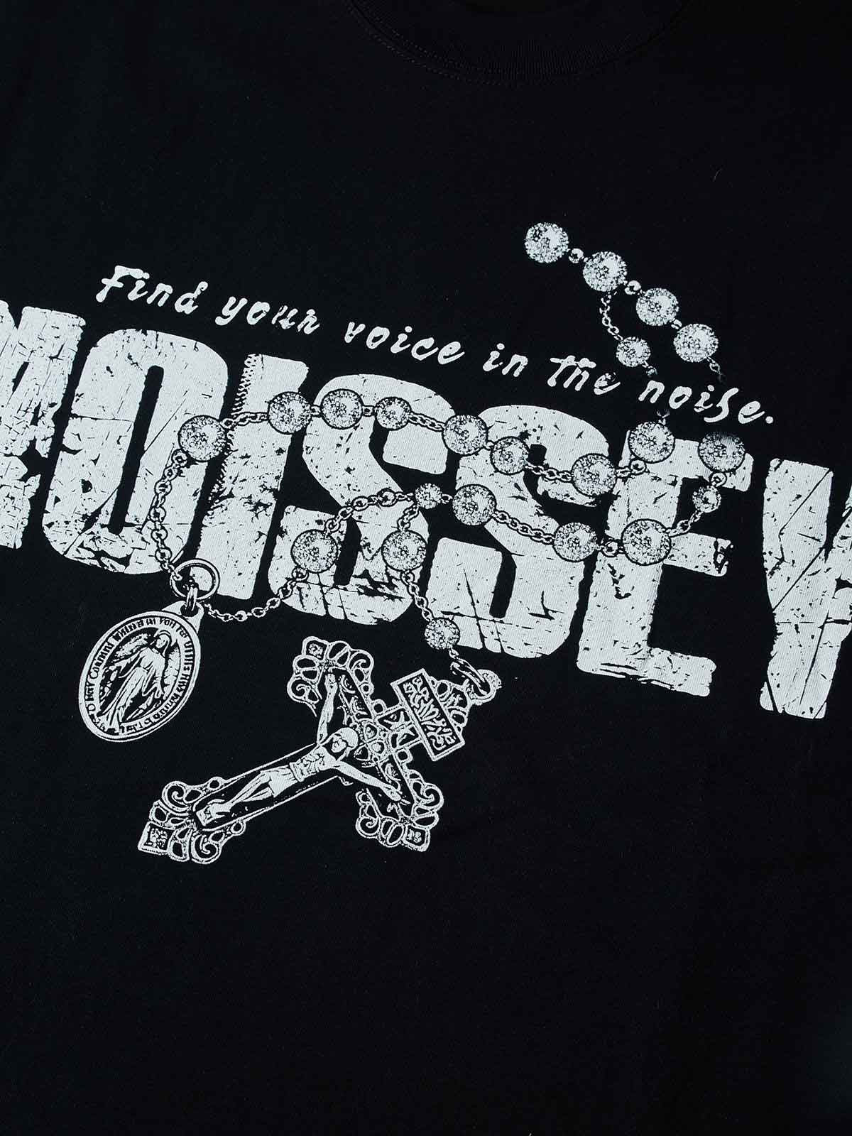 NOISSEY Find Your Voice Vintage Distressed Rosary Cross Art Tee - Pitch Black - Image 3