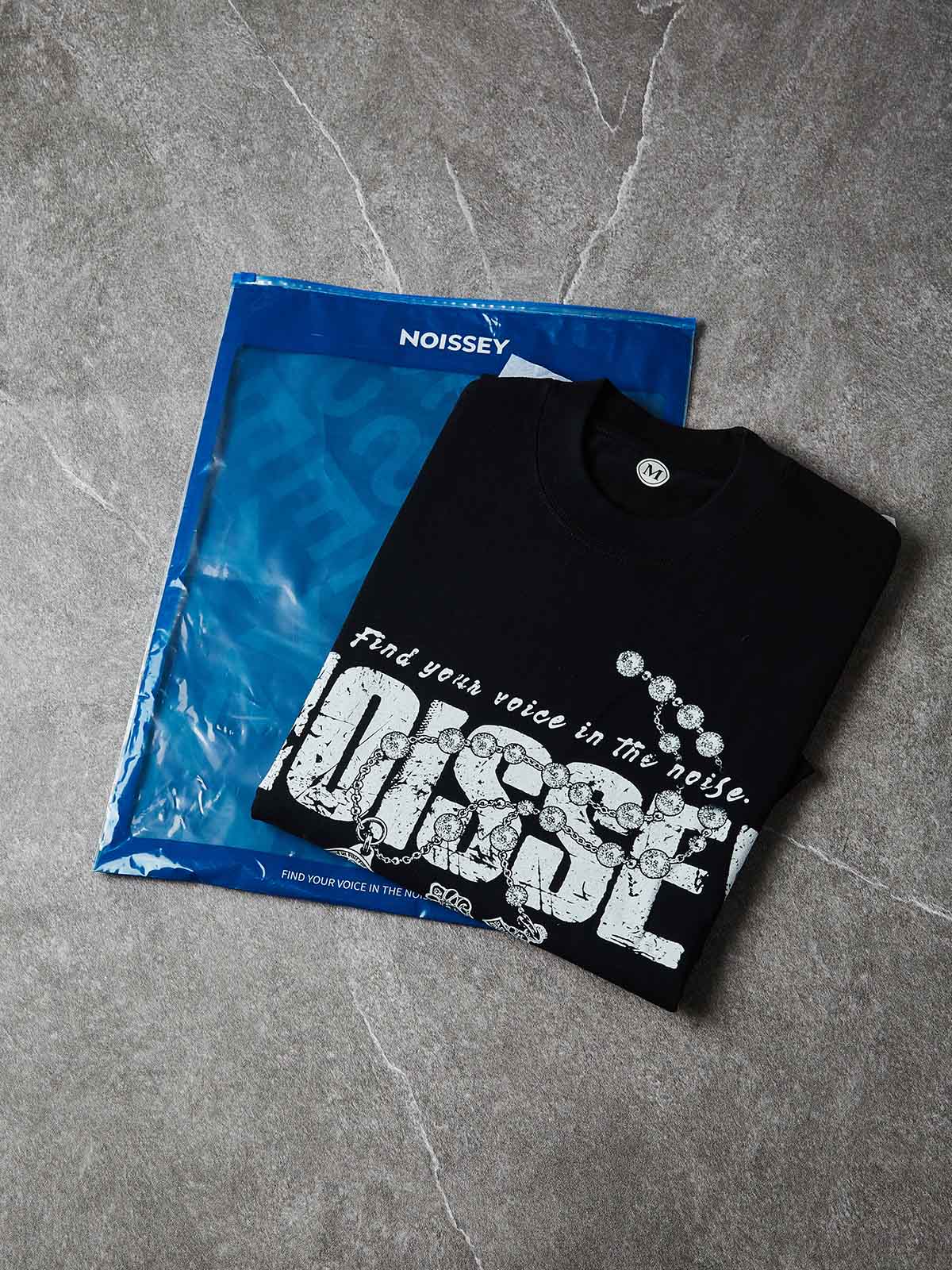 NOISSEY Find Your Voice Vintage Distressed Rosary Cross Art Tee - Pitch Black - Image 6