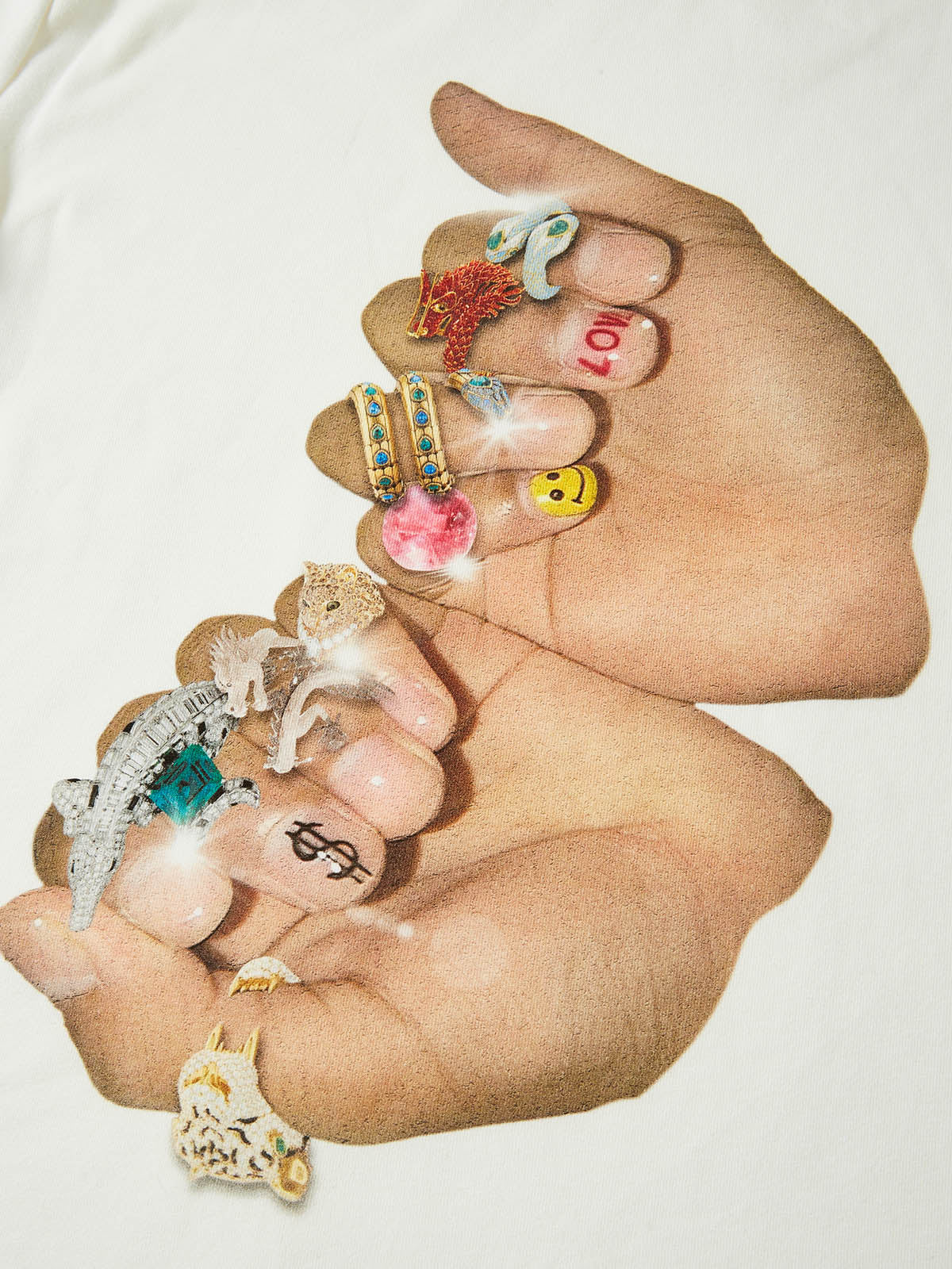 Finger Graffiti Diamond Ring Printed baby tee - Image 3