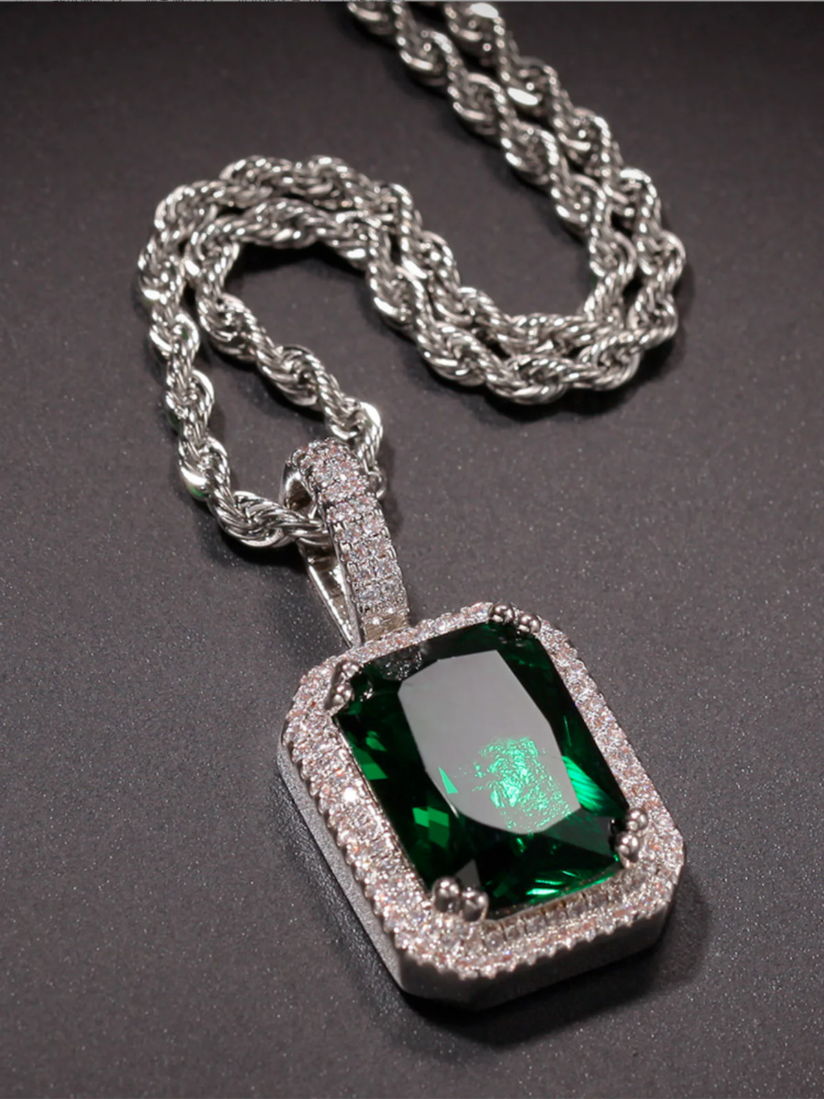 Fluorescent square gemstone Necklace - Image 8