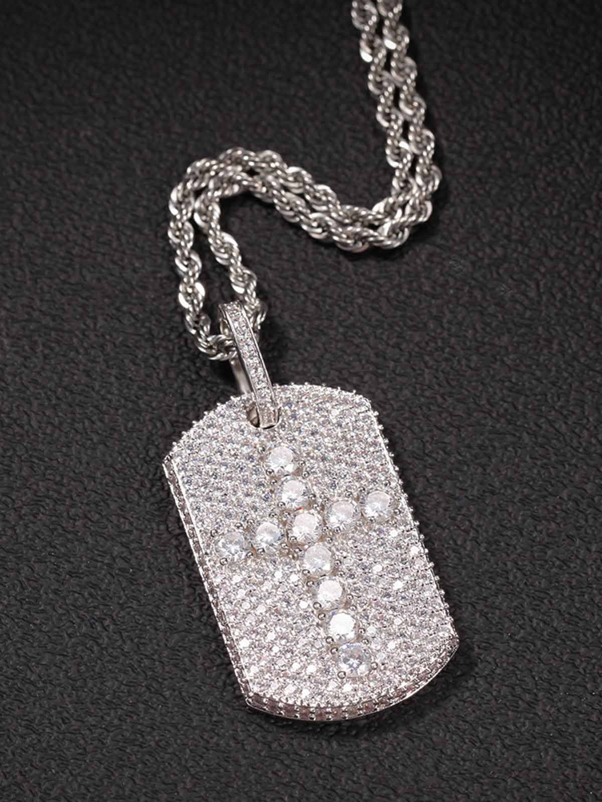 Full-Diamond Crucifix Square Copper Necklace - Image 10