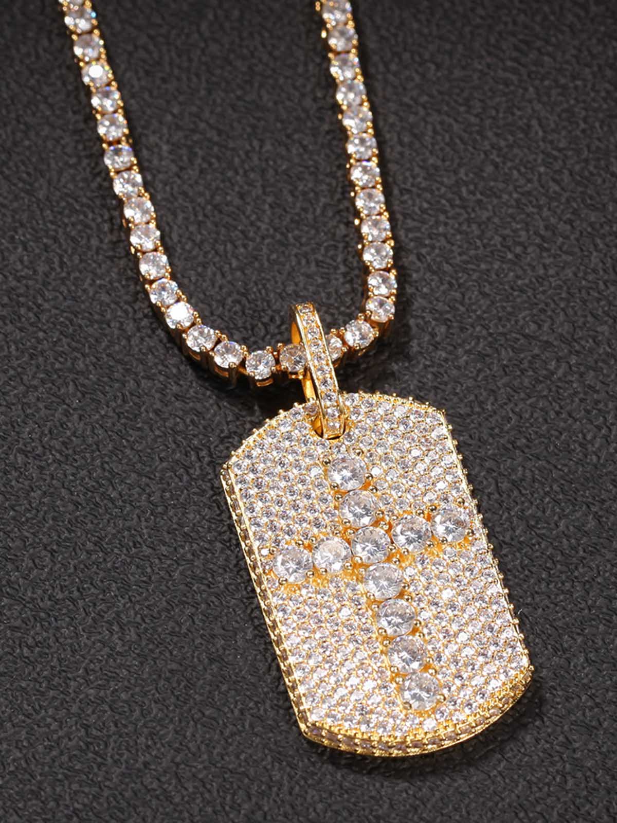 Full-Diamond Crucifix Square Copper Necklace - Image 11