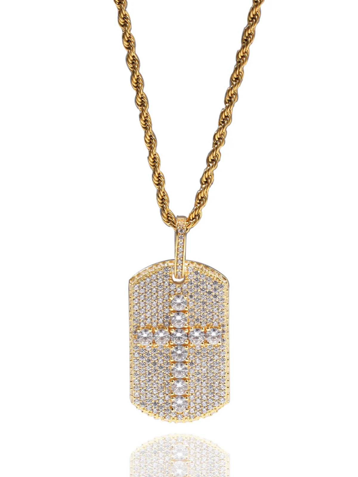 Full-Diamond Crucifix Square Copper Necklace - Image 13
