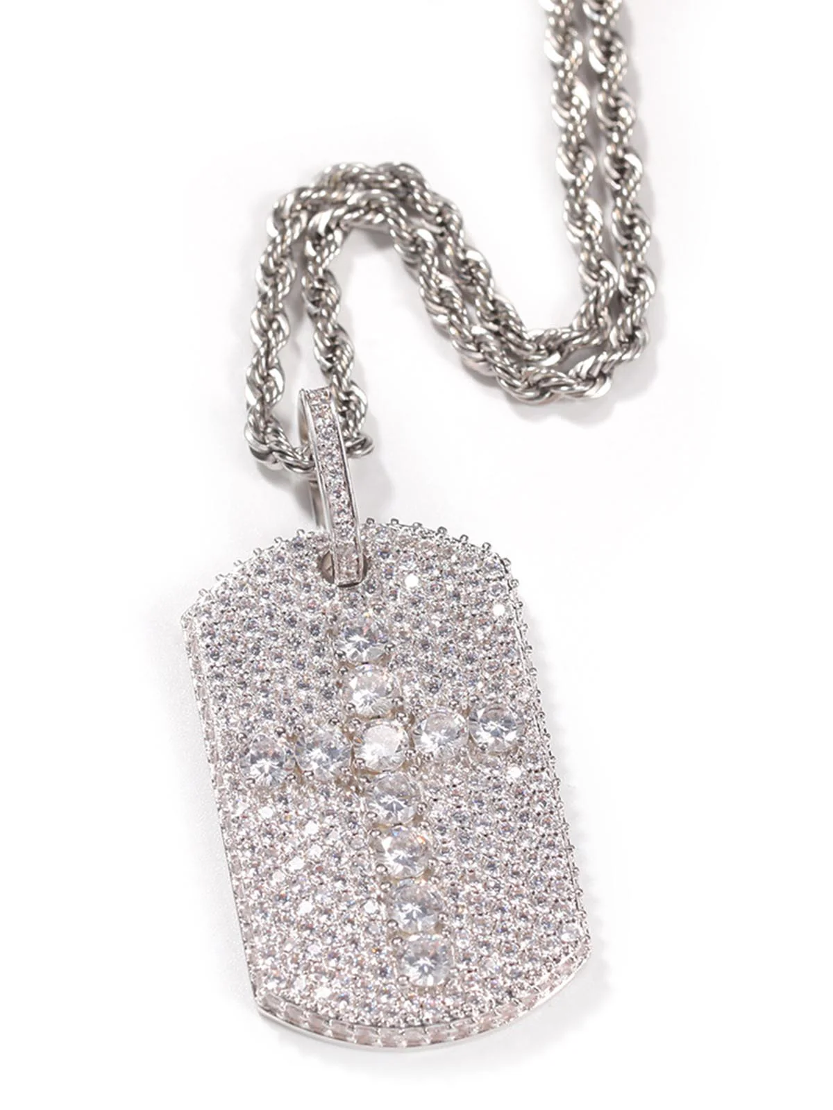 Full-Diamond Crucifix Square Copper Necklace - Image 2