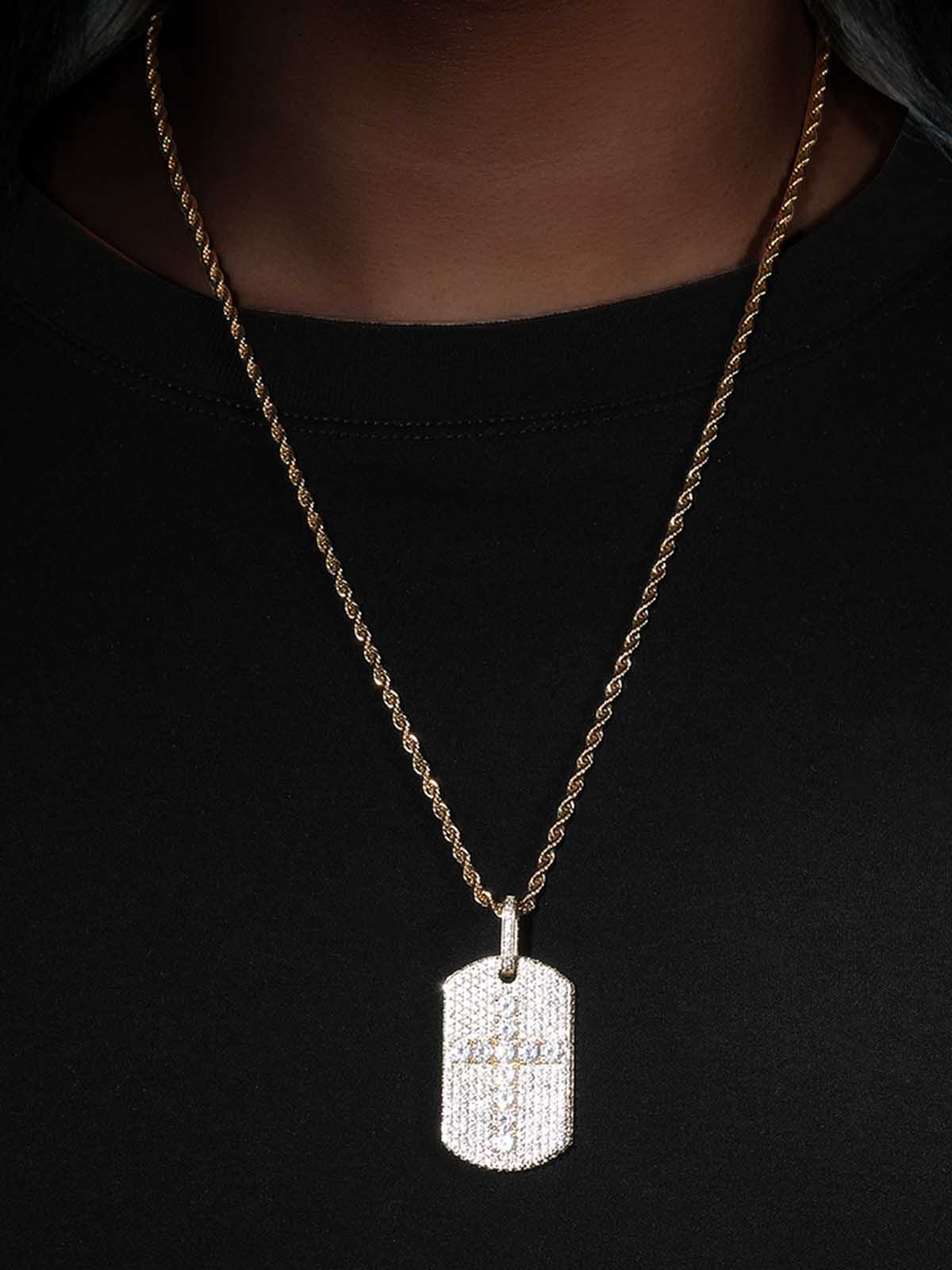 Full-Diamond Crucifix Square Copper Necklace - Image 4